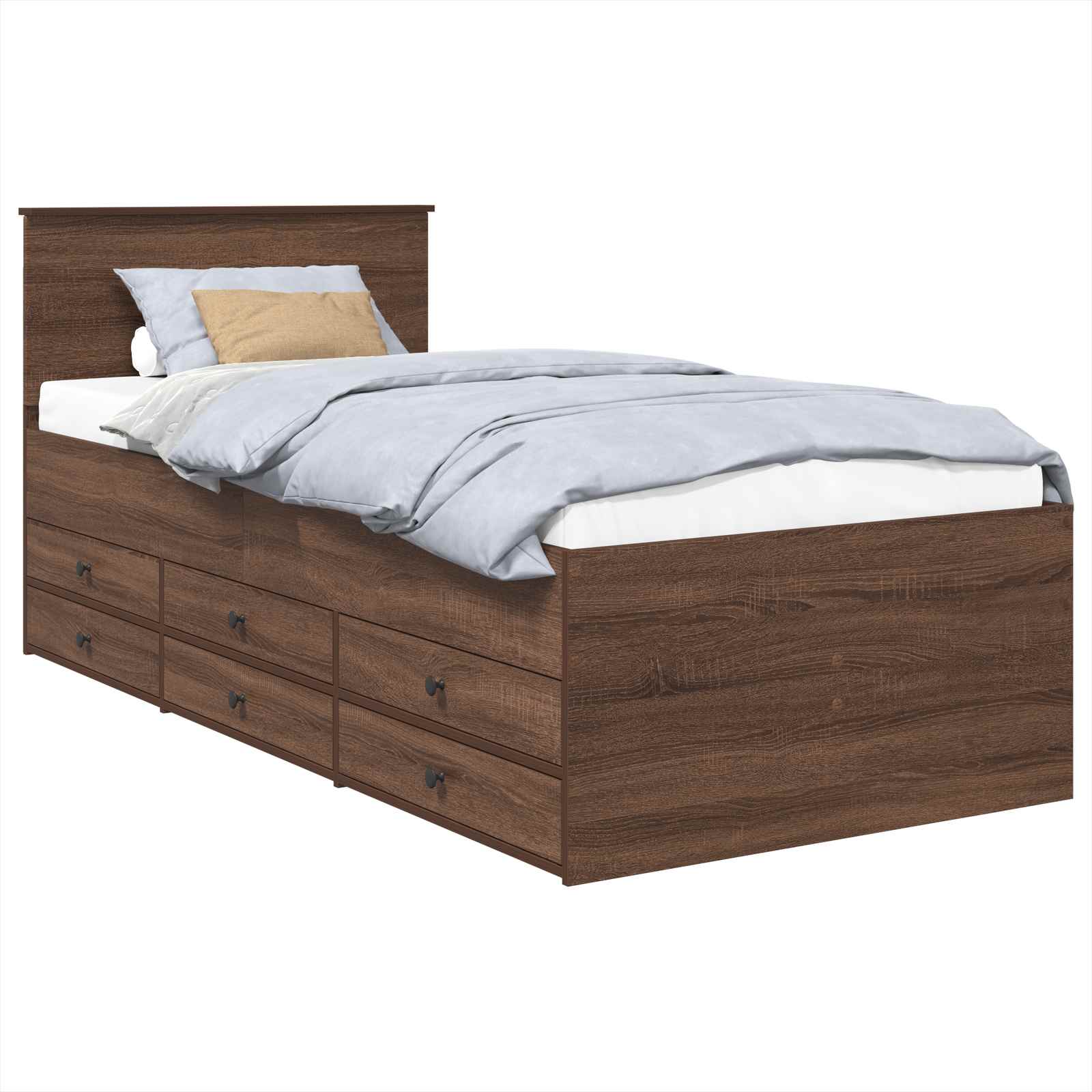 Καναπές Κρεβάτι με συρτάρι Καφέ δρυς και Μαύρο 75 x 190 cm