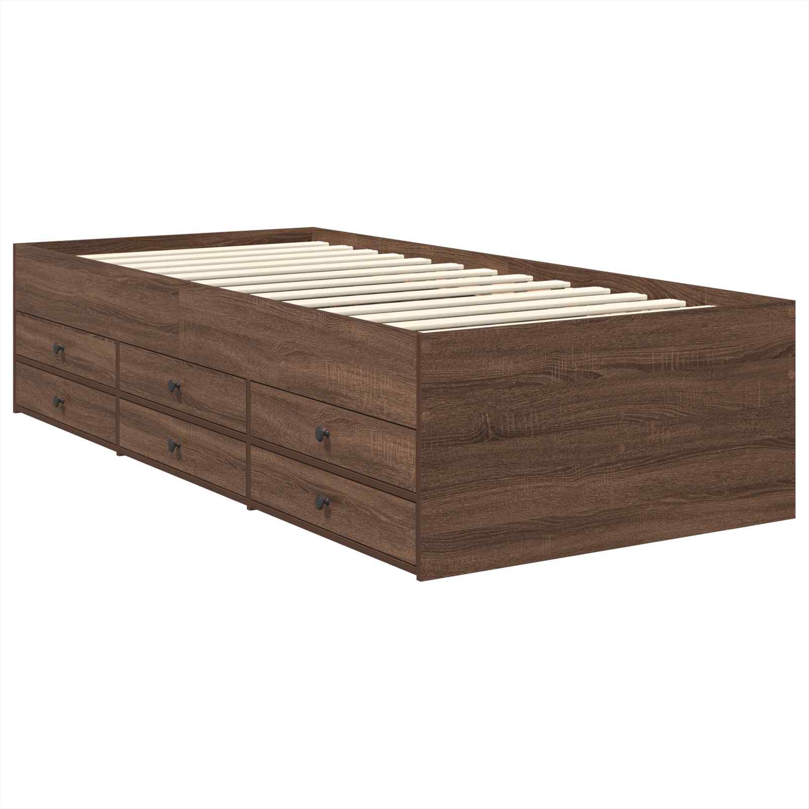 Καναπές Κρεβάτι με συρτάρι Καφέ δρυς και Μαύρο 75 x 190 cm