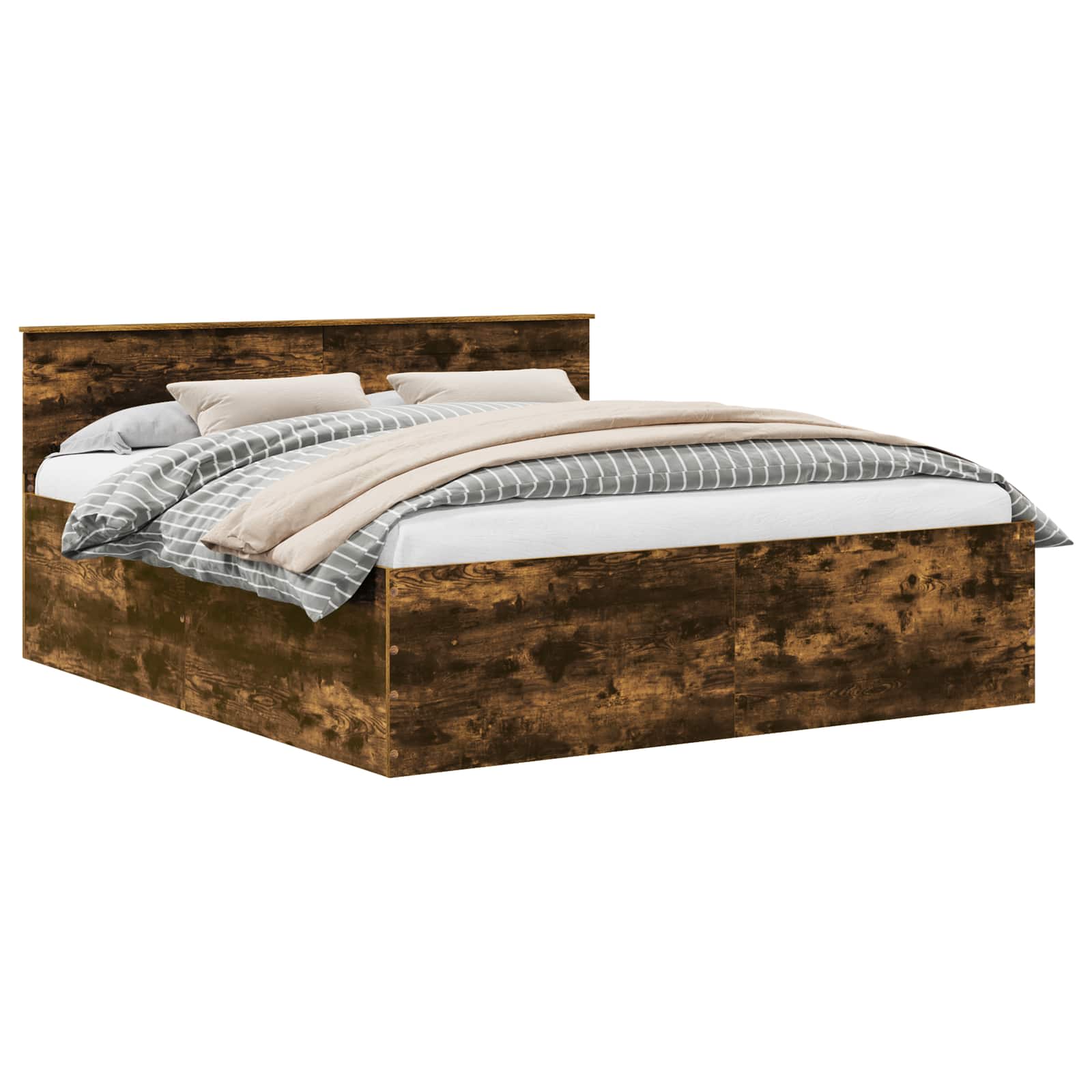 Σκελετός Κρεβατιού με κεφαλάρι Καπνιστό Δρύς 200 x 200 cm - Pakobazaar