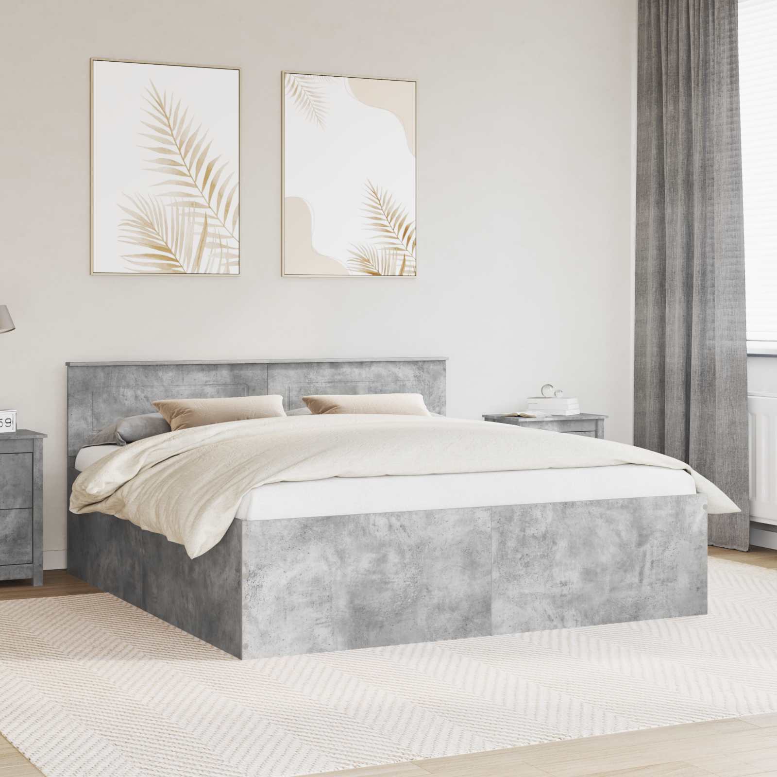 Σκελετός Κρεβατιού με κεφαλάρι Σκυρόδεμα Γκρι 180 x 200 cm - Pakobazaar