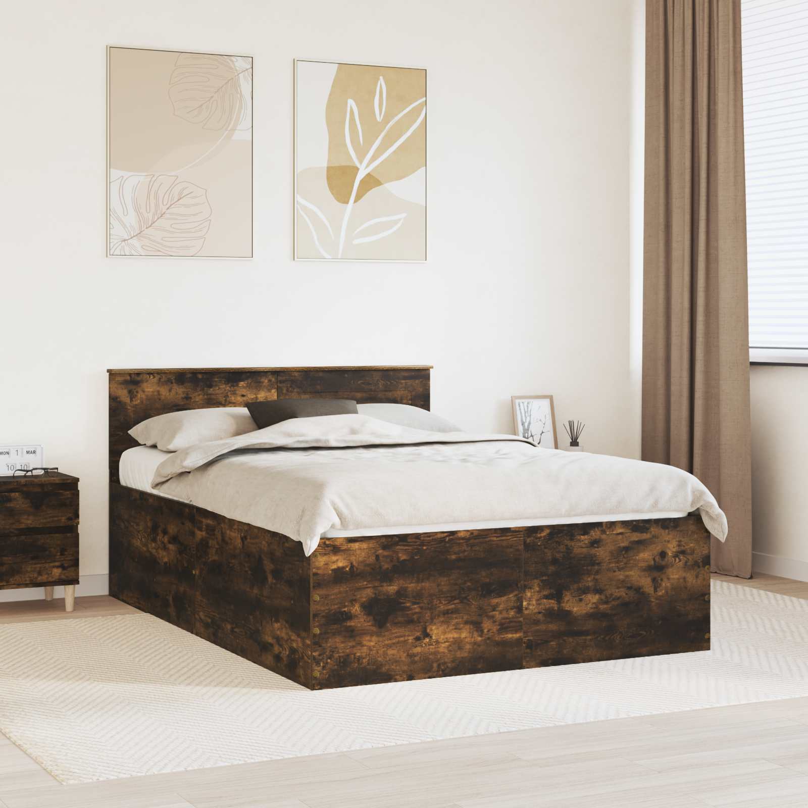 Σκελετός Κρεβατιού με κεφαλάρι Καπνιστό Δρύς 150 x 200 cm