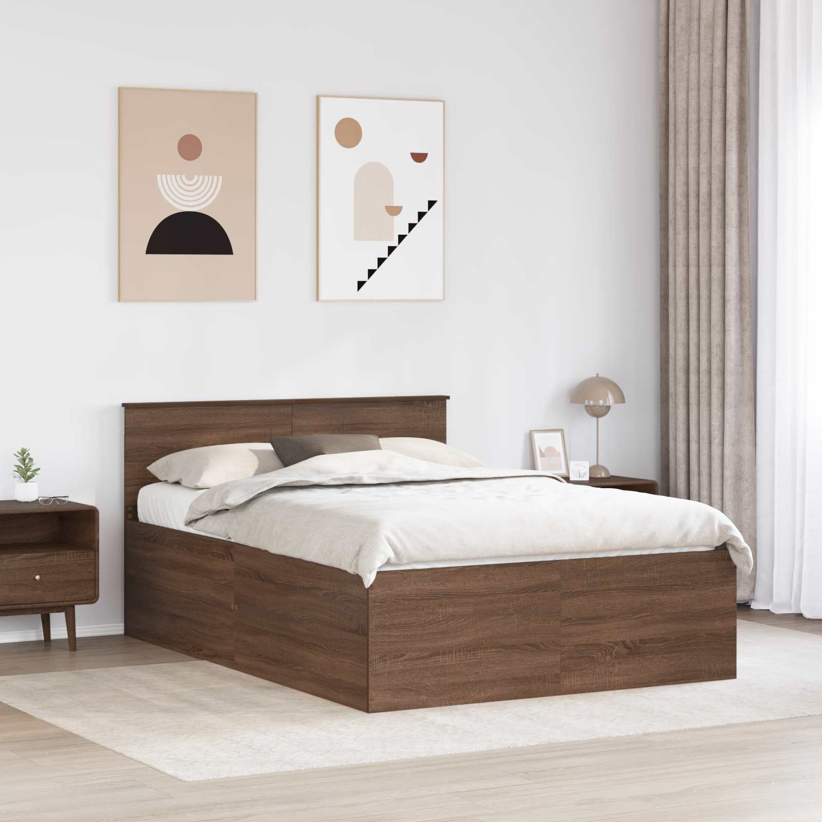 Σκελετός Κρεβατιού Καφέ δρυς 140 x 190 cm Επεξεργασμένο Ξύλο