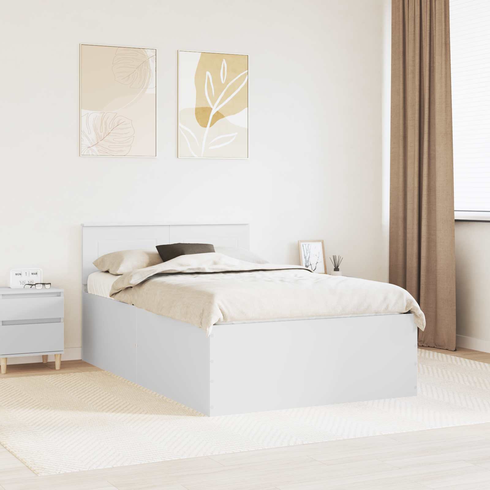 Σκελετός Κρεβατιού Λευκό 135 x 190 cm Επεξεργασμένο ξύλο