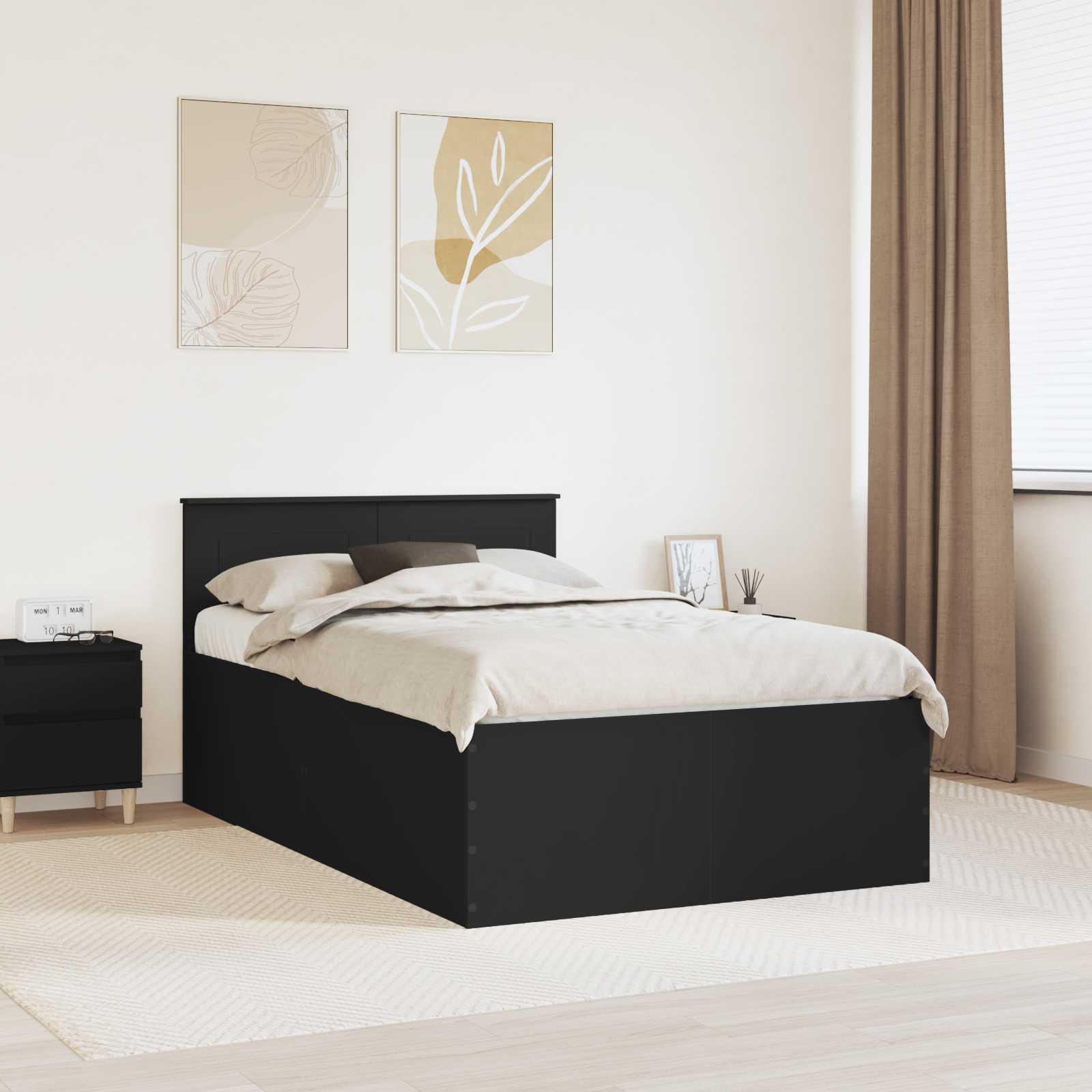 Σκελετός Κρεβατιού Μαύρο 135 x 190 cm Επεξεργασμένο ξύλο