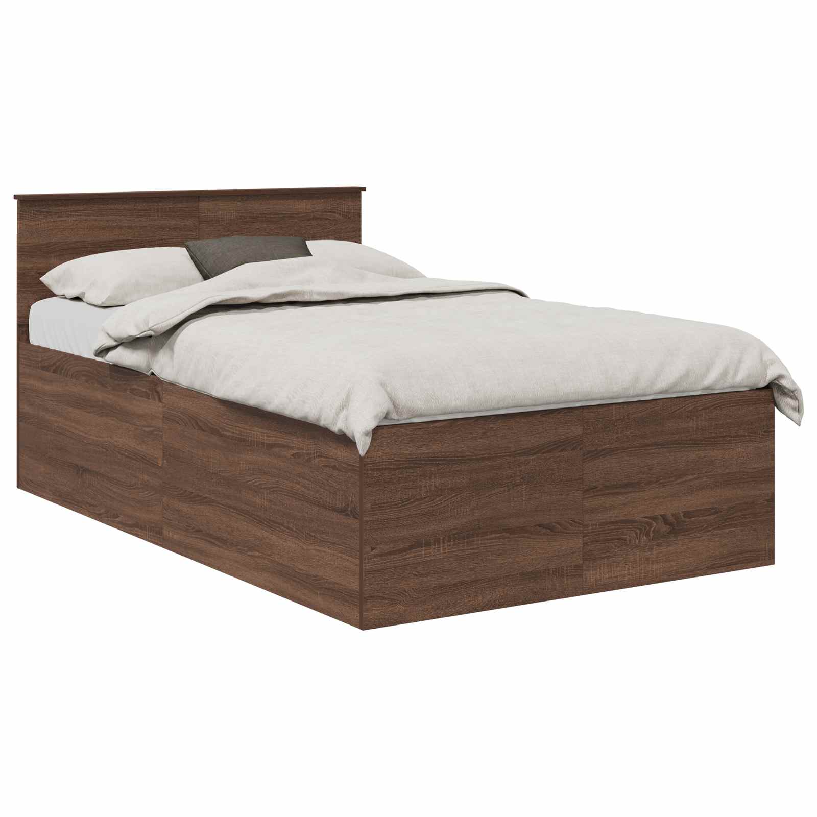 Σκελετός Κρεβατιού Καφέ δρυς 135 x 190 cm Επεξεργασμένο ξύλο