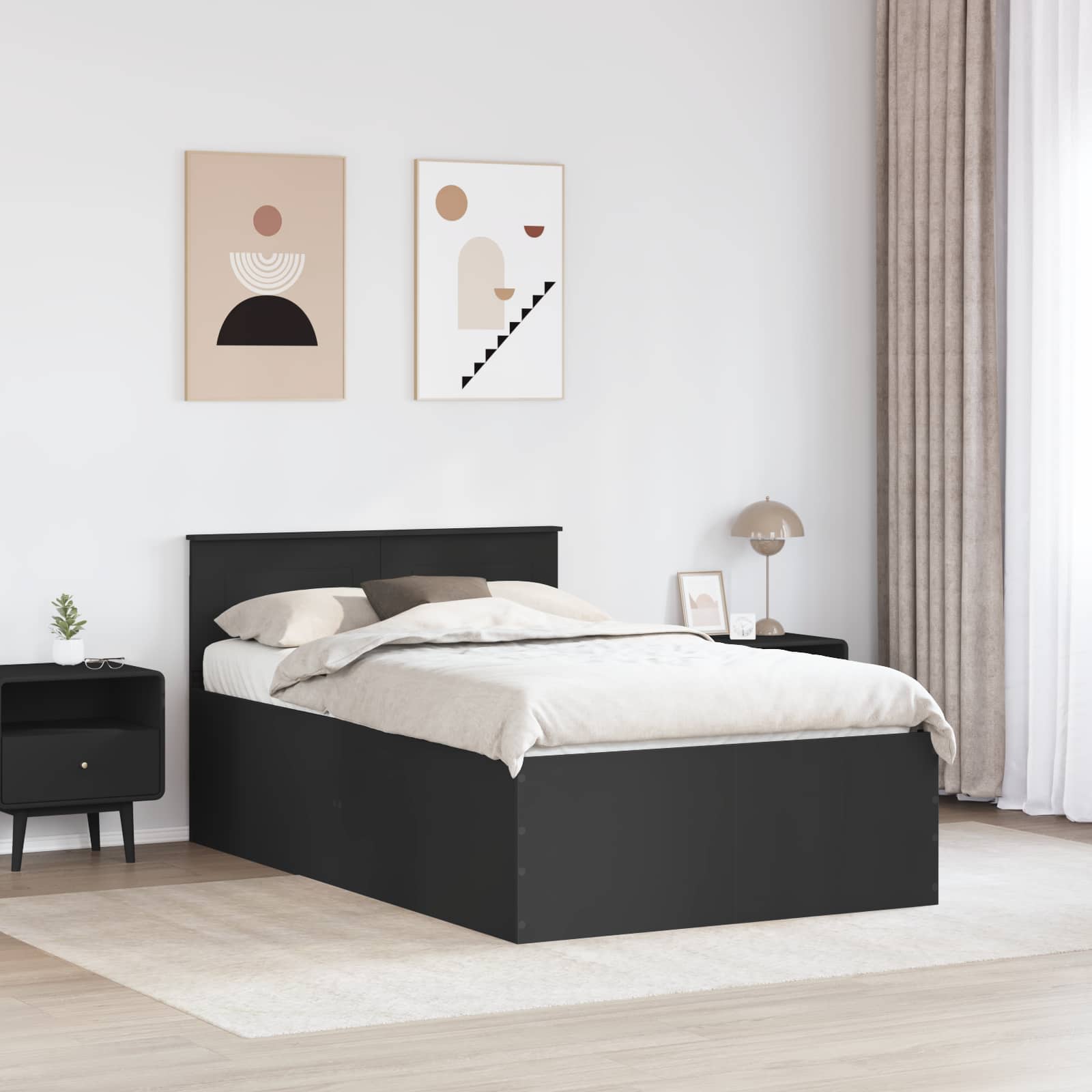 Σκελετός Κρεβατιού Μαύρο 120 x 190 cm Επεξεργασμένο ξύλο
