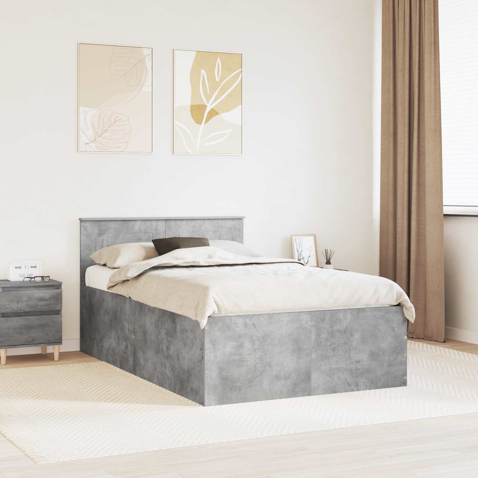 Σκελετός Κρεβατιού με κεφαλάρι Σκυρόδεμα Γκρι 120 x 190 cm