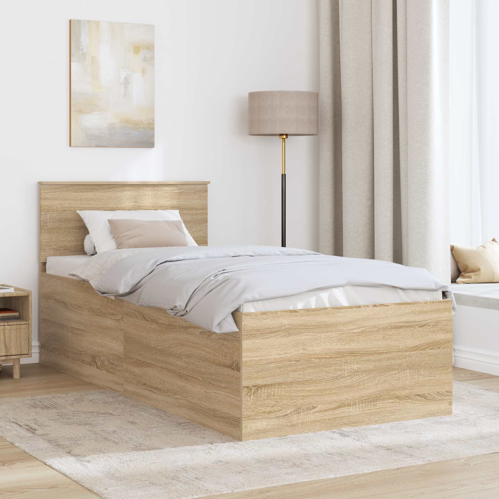 Σκελετός Κρεβατιού Δρύς Sonoma 90 x 200 cm Επεξεργασμένο ξύλο