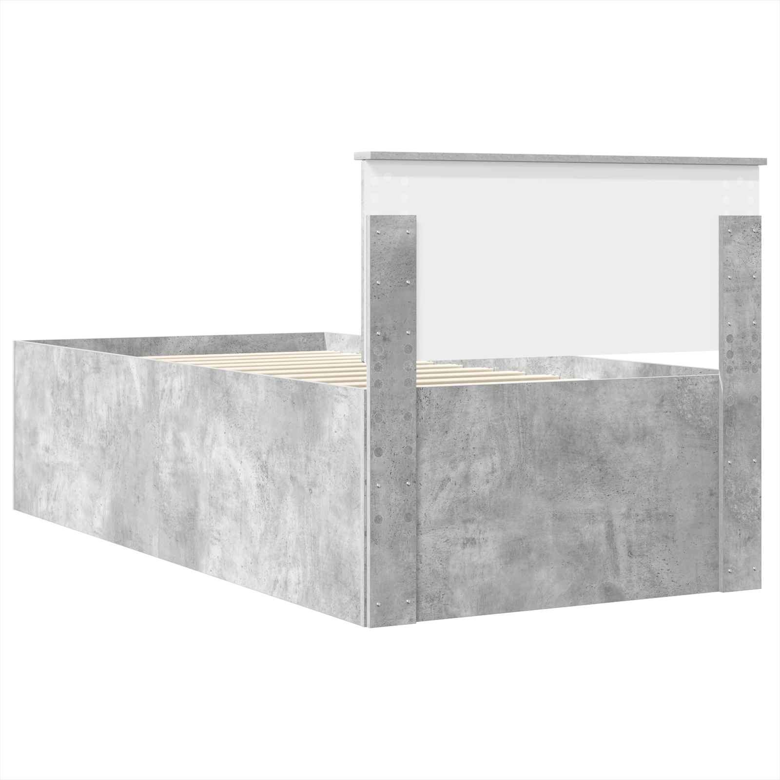 Σκελετός Κρεβατιού με κεφαλάρι Σκυρόδεμα Γκρι 75 x 190 cm