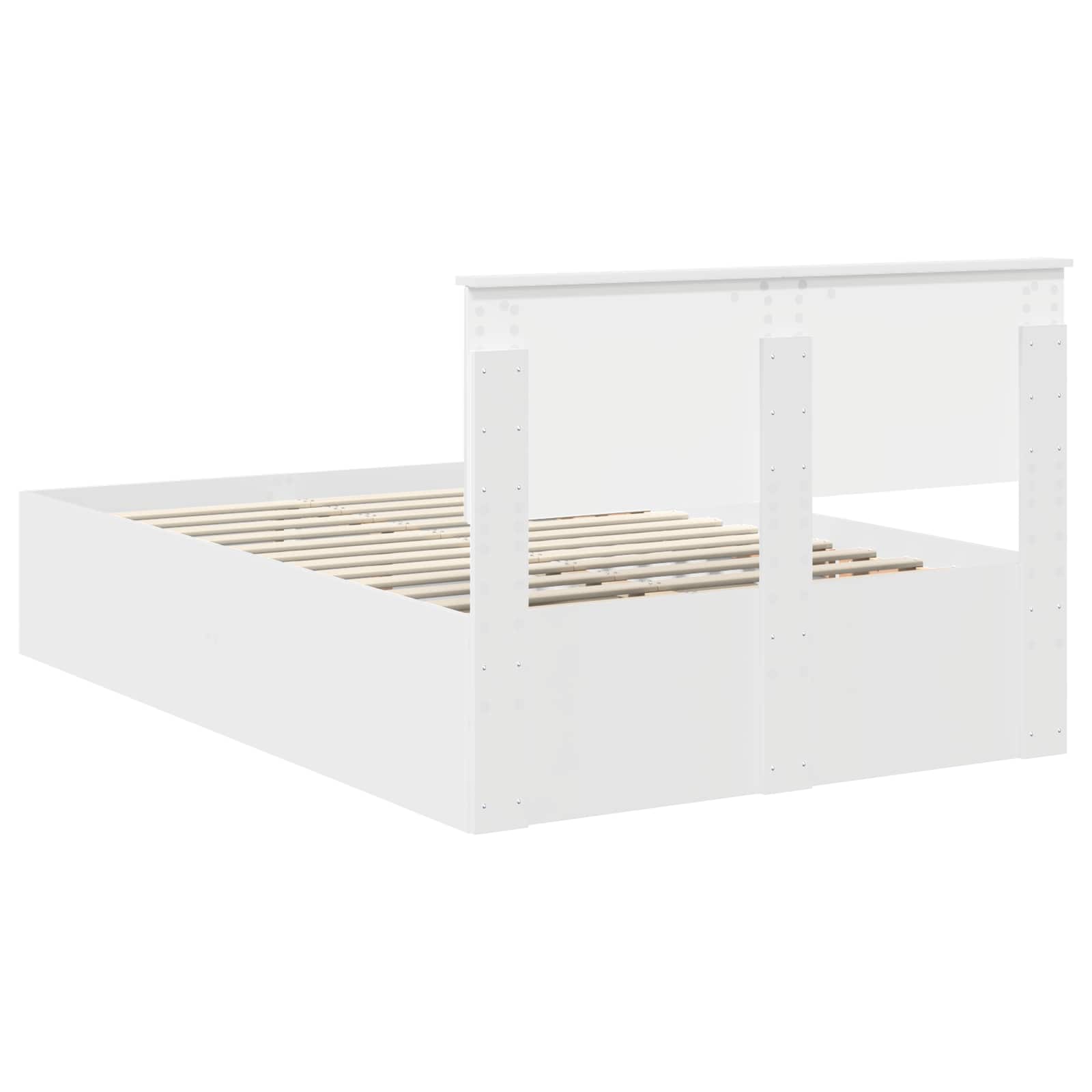Σκελετός Κρεβατιού Λευκό 135 x 190 cm Επεξεργασμένο ξύλο