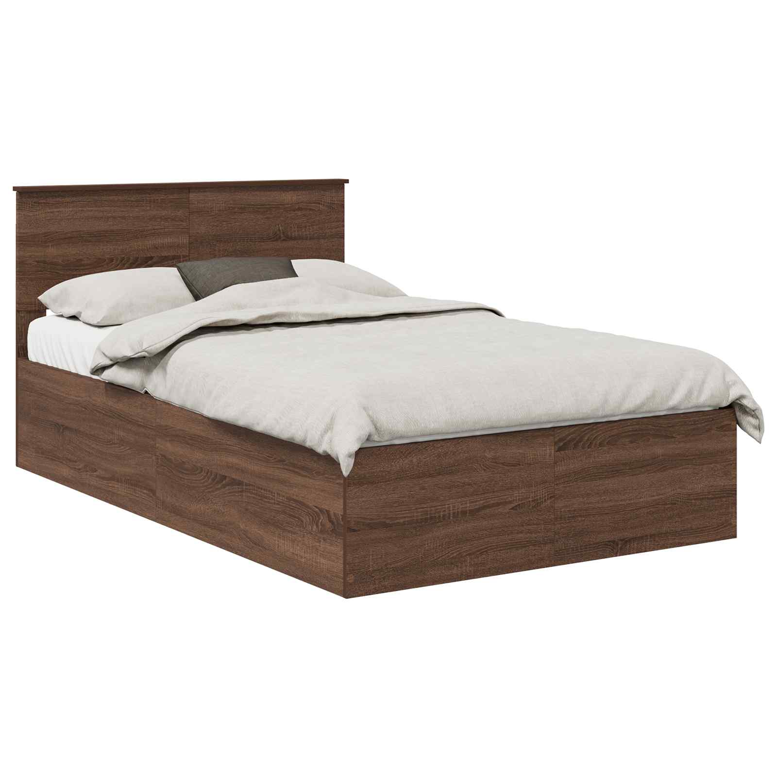 Σκελετός Κρεβατιού Καφέ δρυς 135 x 190 cm Επεξεργασμένο ξύλο - Pakobazaar