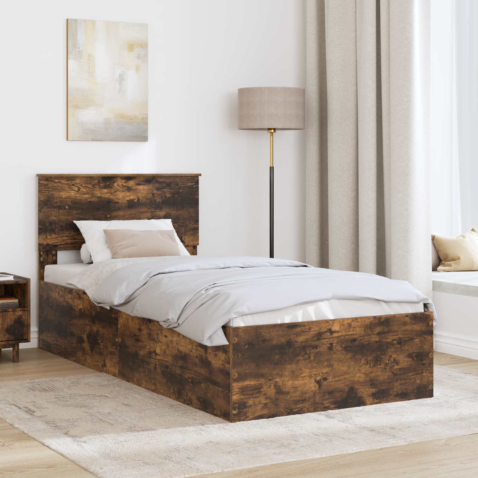 Σκελετός Κρεβατιού Καπνιστό Δρύς 90 x 190 cm Επεξεργασμένο ξύλο