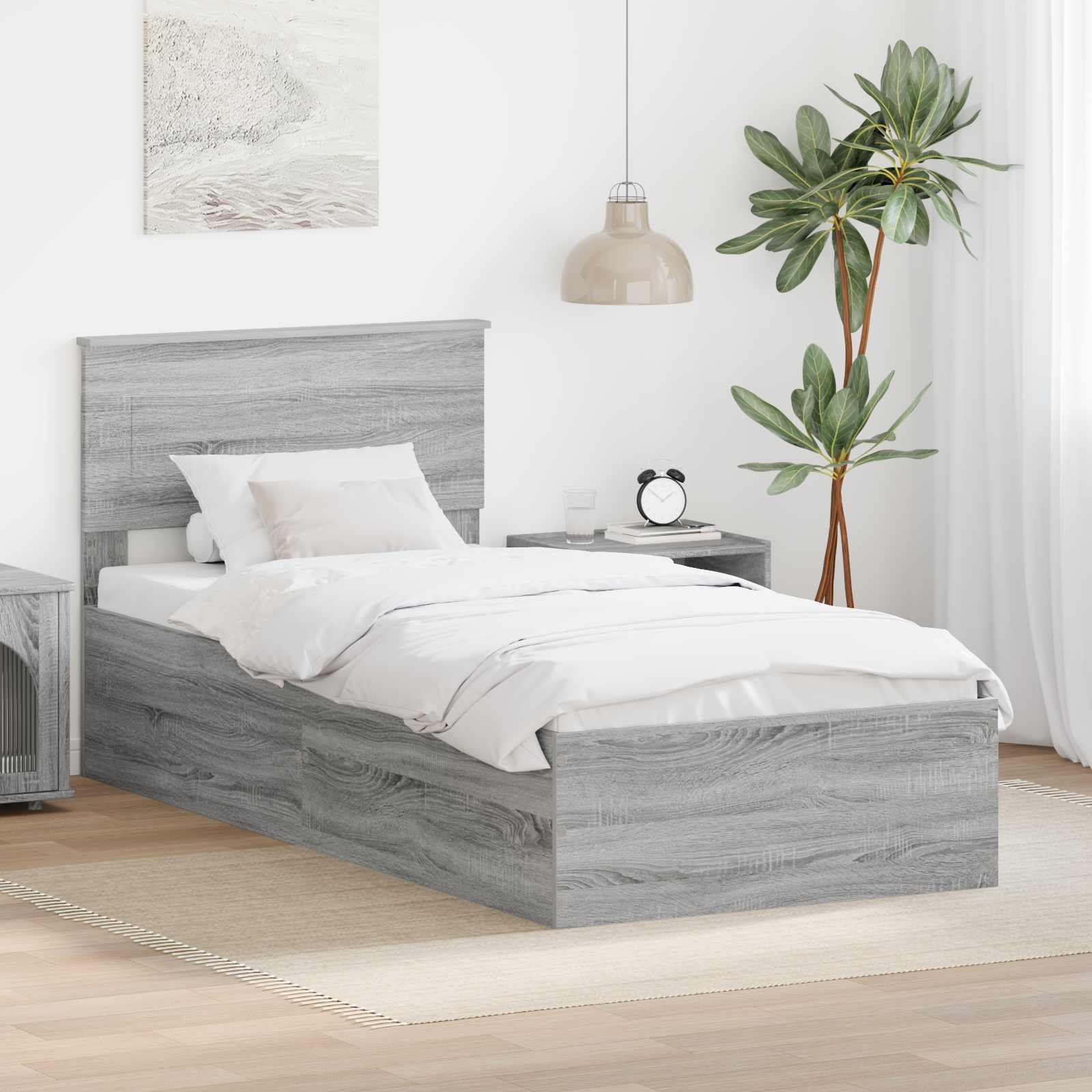 Σκελετός Κρεβατιού Γκρίζο Σονομα 90 x 190 cm Επεξεργασμένο ξύλο - Pakobazaar