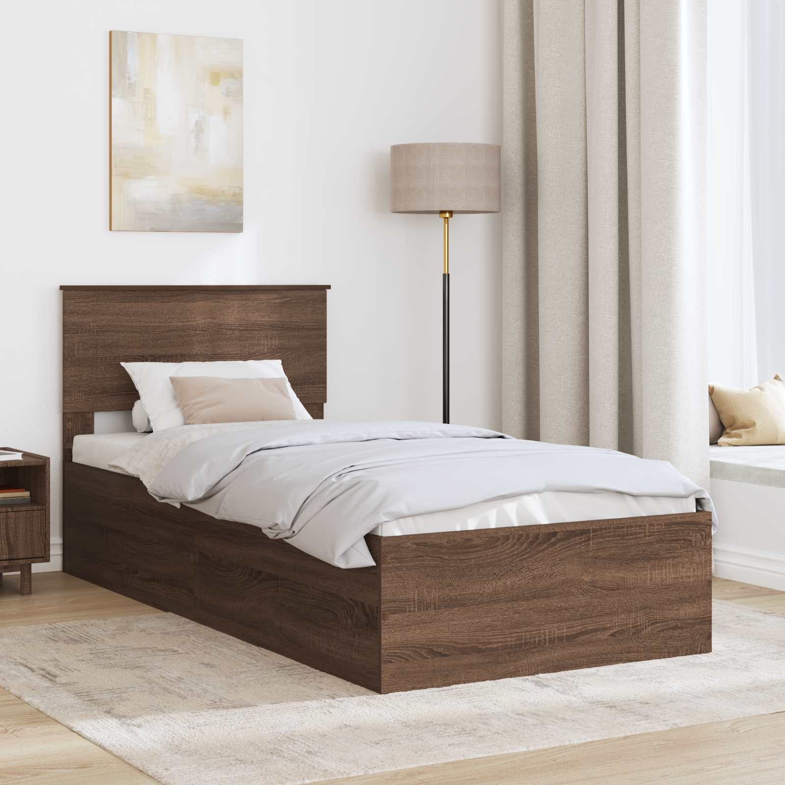 Σκελετός Κρεβατιού Καφέ δρυς 90 x 190 cm Επεξεργασμένο Ξύλο