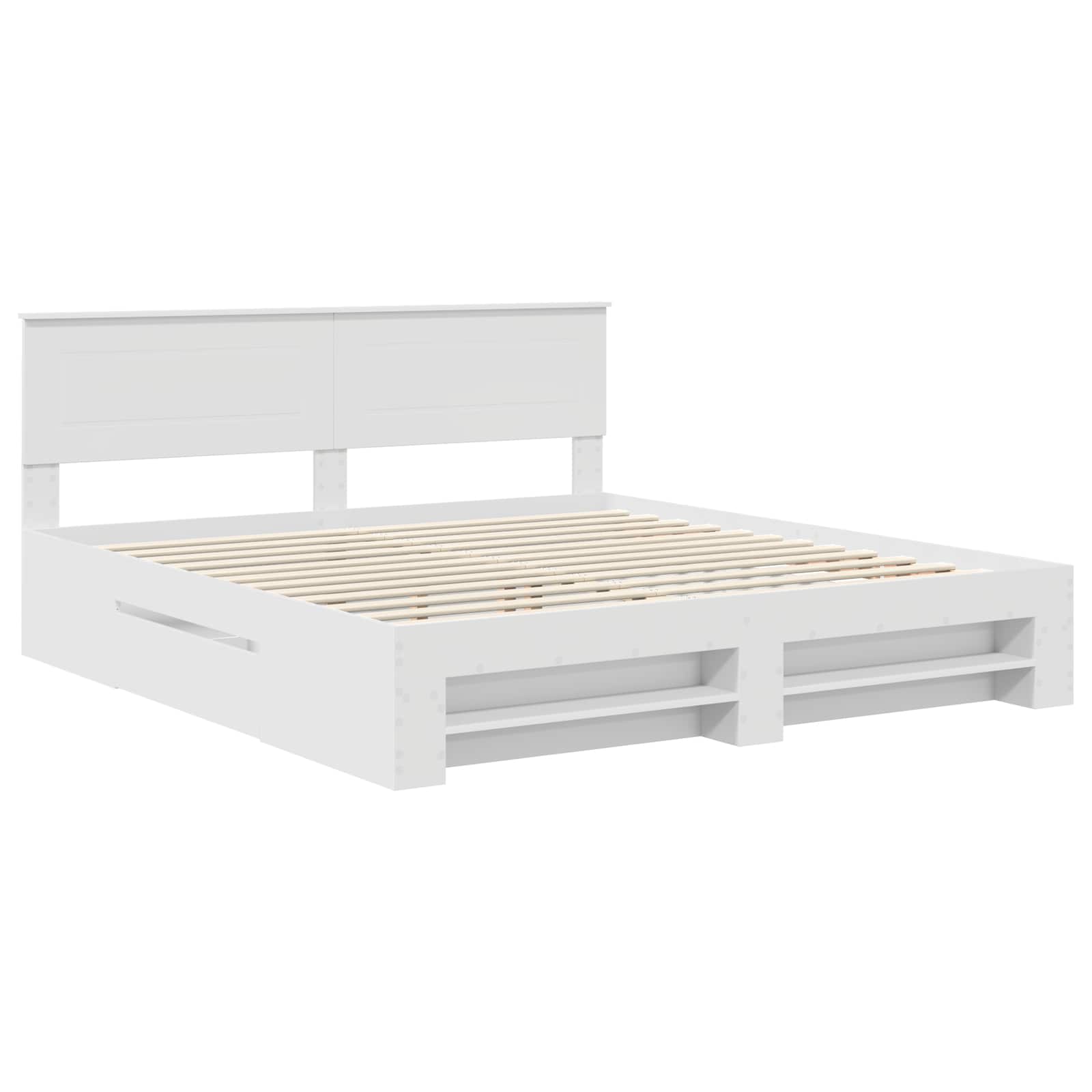 Σκελετός Κρεβατιού Λευκό 200 x 200 cm Επεξεργασμένο ξύλο