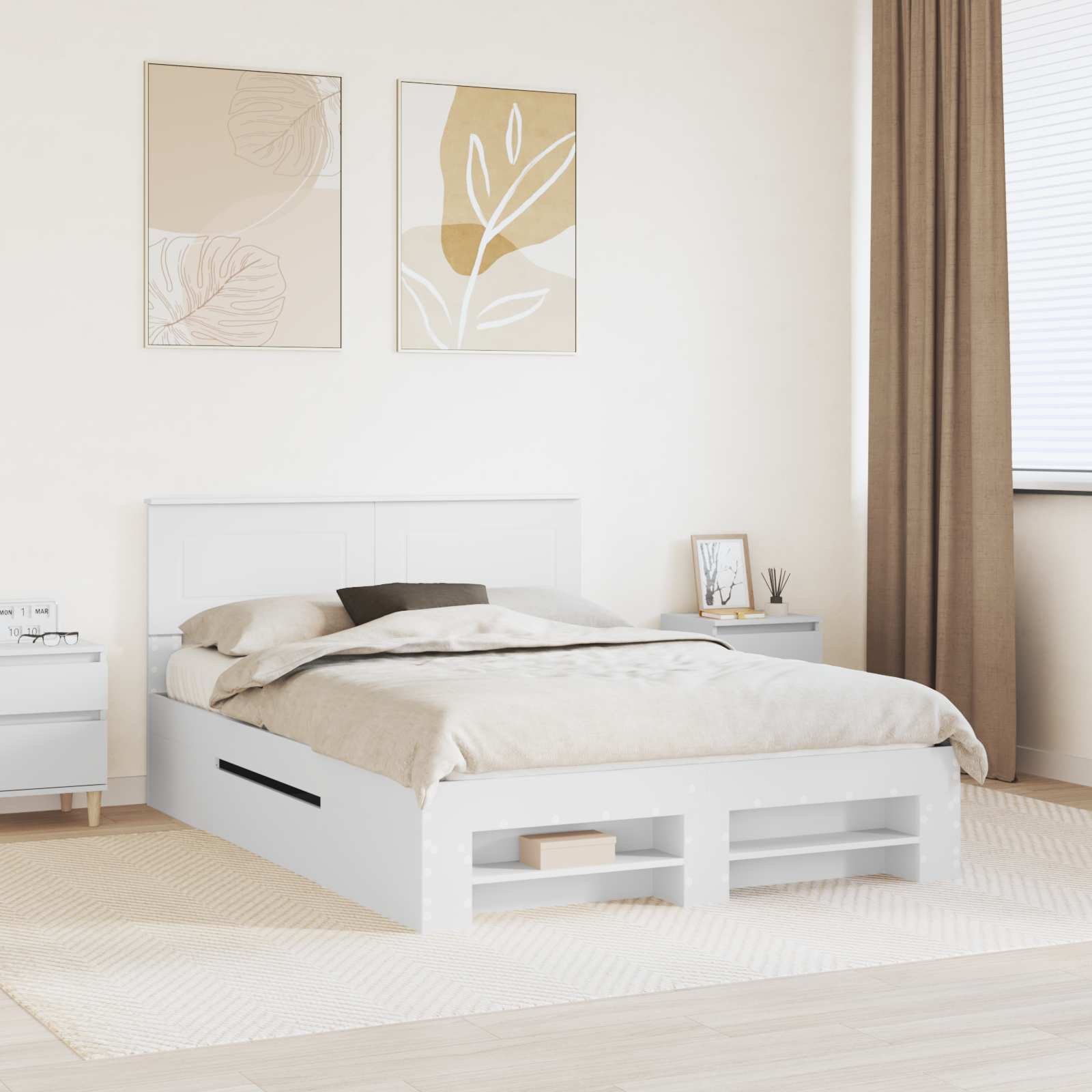 Σκελετός Κρεβατιού Λευκό 150 x 200 cm Επεξεργασμένο ξύλο