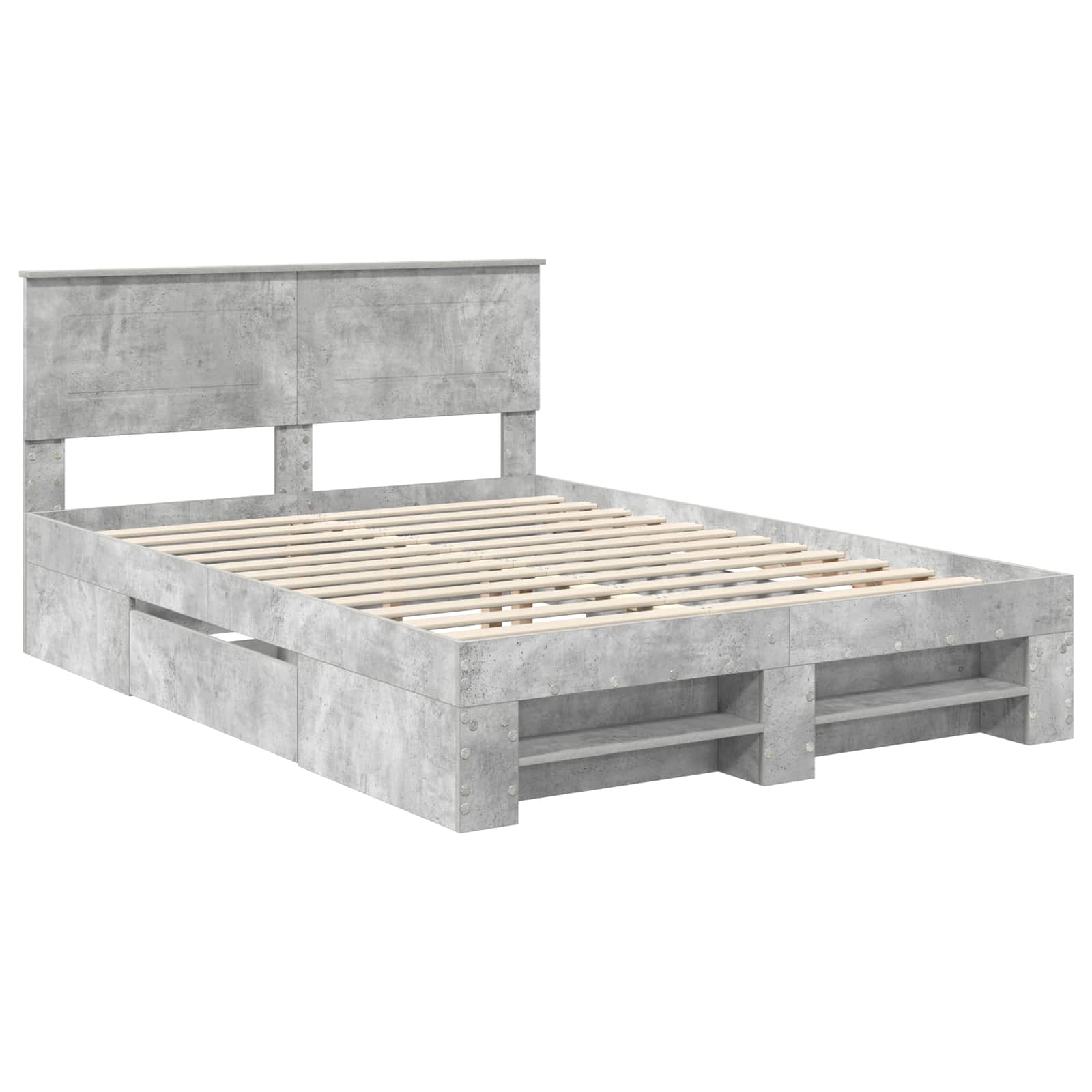Σκελετός Κρεβατιού με κεφαλάρι Σκυρόδεμα Γκρι 150 x 200 cm