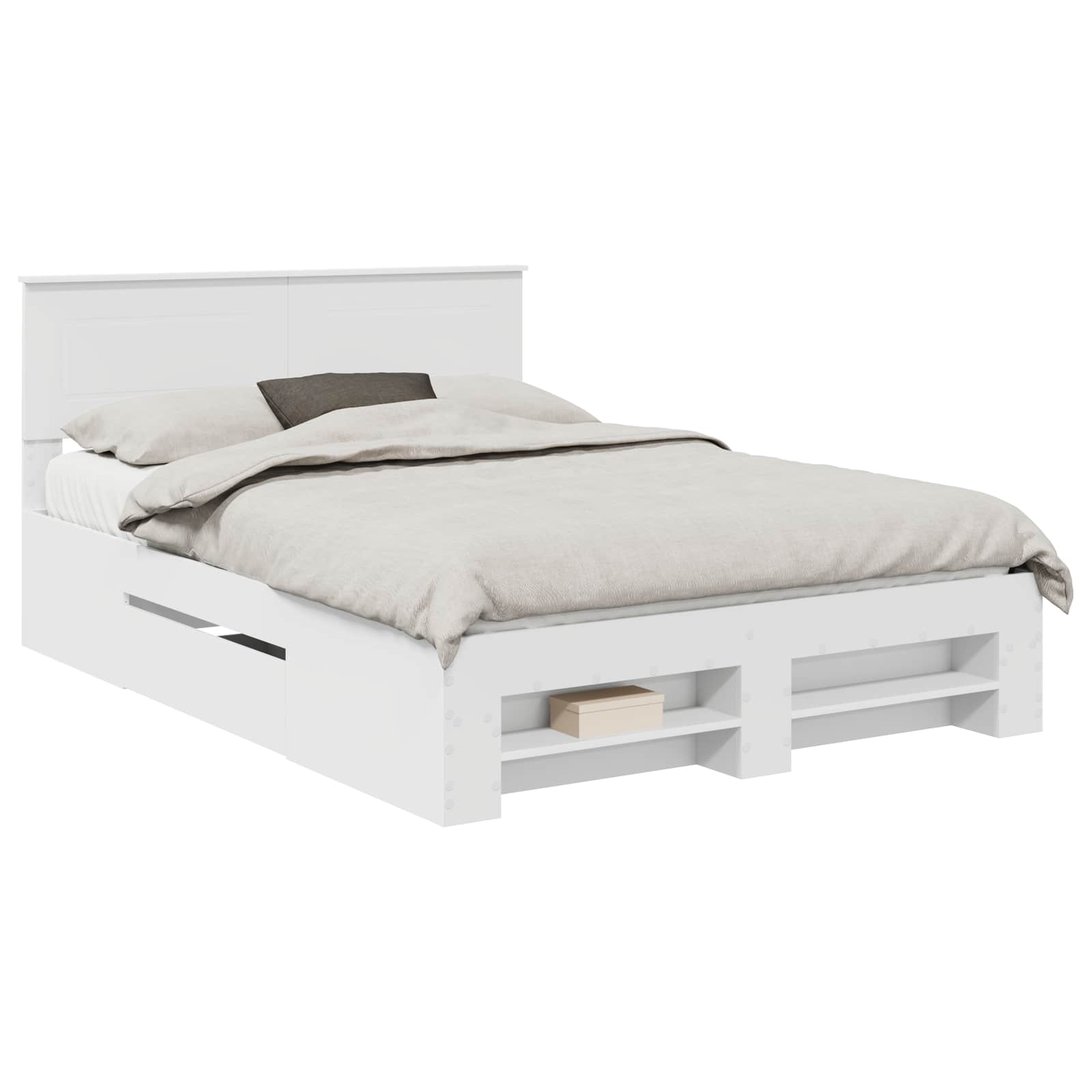 Σκελετός Κρεβατιού Λευκό 140 x 200 cm Επεξεργασμένο ξύλο - Pakobazaar