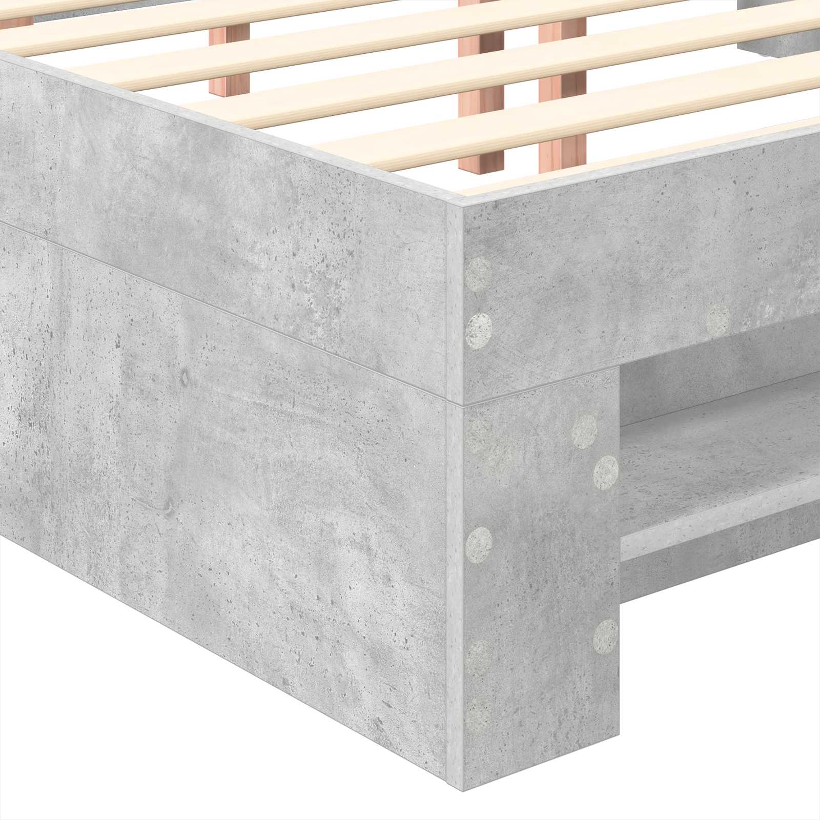 Σκελετός Κρεβατιού με κεφαλάρι Σκυρόδεμα Γκρι 140 x 200 cm