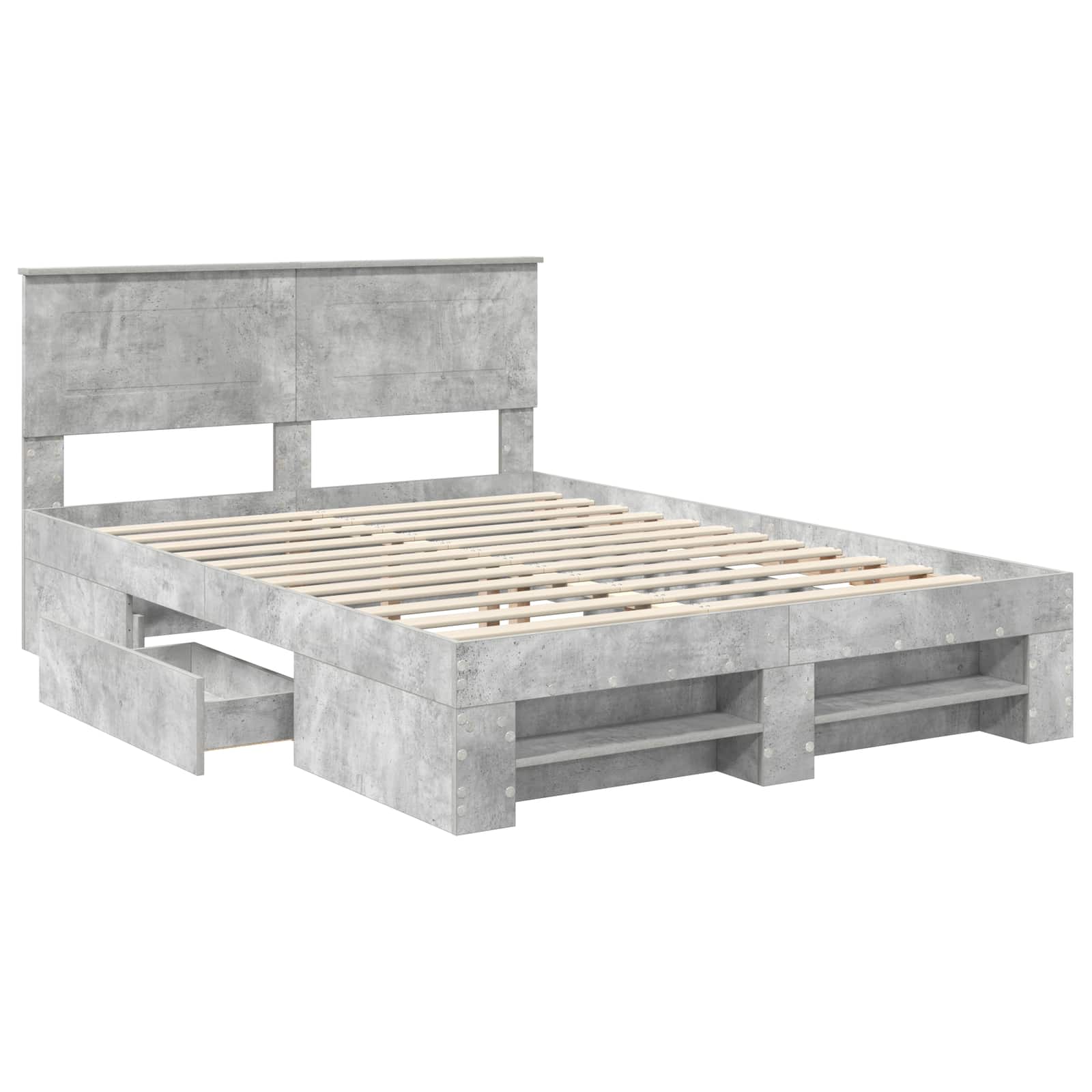 Σκελετός Κρεβατιού με κεφαλάρι Σκυρόδεμα Γκρι 140 x 200 cm