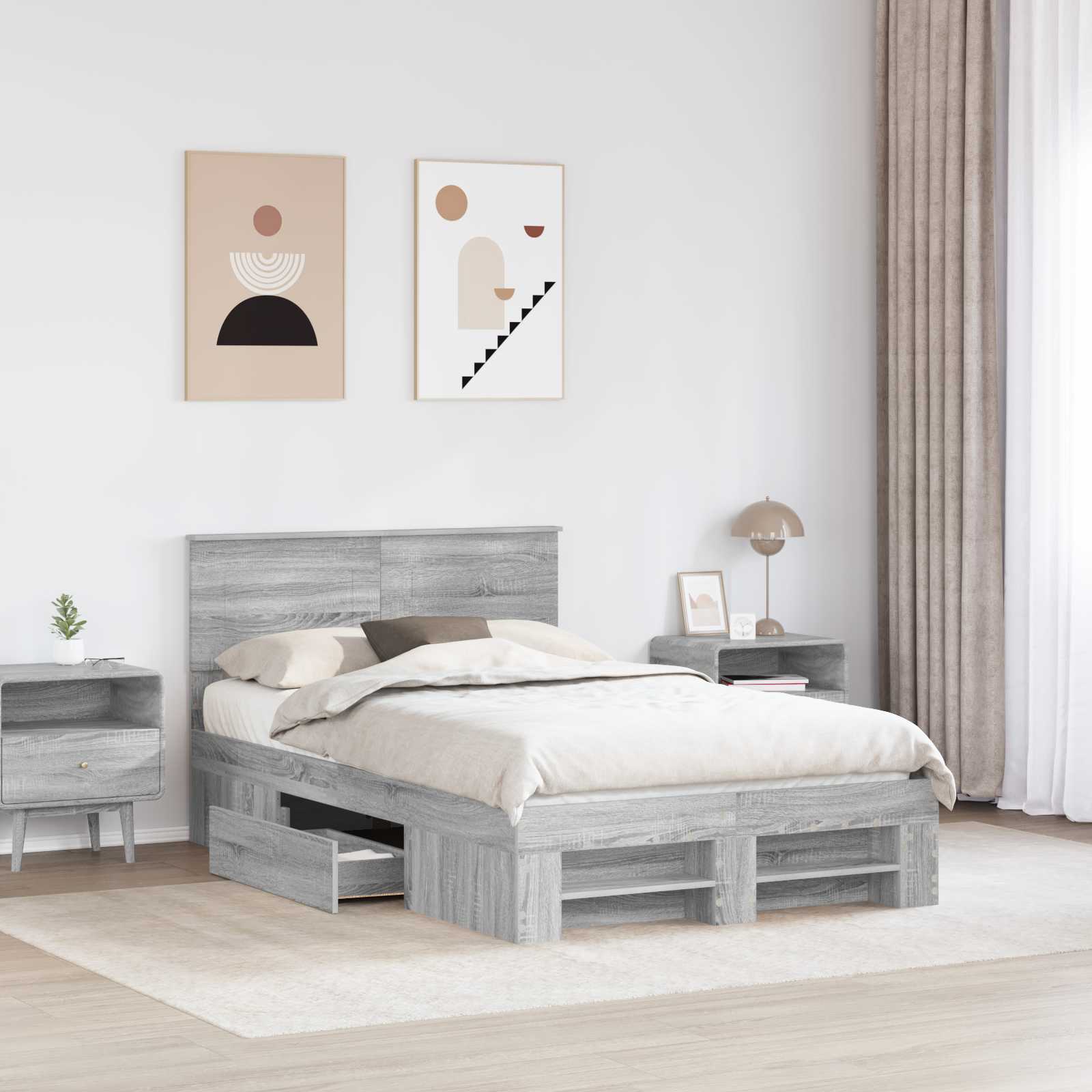 Σκελετός Κρεβατιού με κεφαλάρι Γκρίζο Σονομα 120 x 200 cm