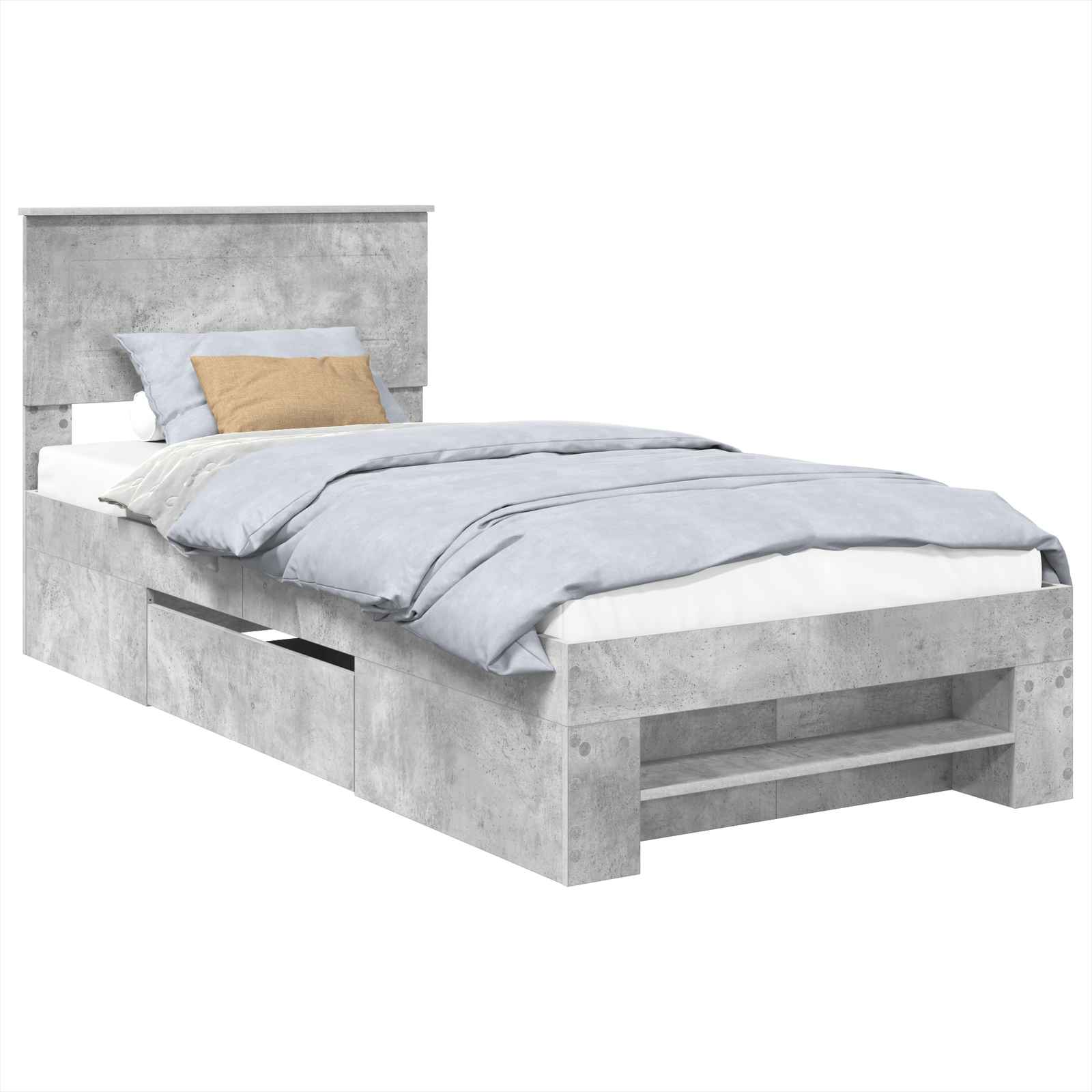 Σκελετός Κρεβατιού με κεφαλάρι Σκυρόδεμα Γκρι 90 x 200 cm