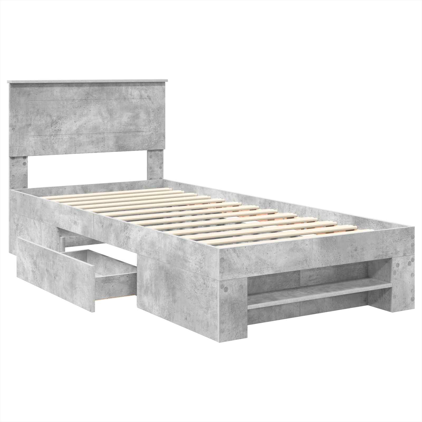 Σκελετός Κρεβατιού με κεφαλάρι Σκυρόδεμα Γκρι 90 x 200 cm