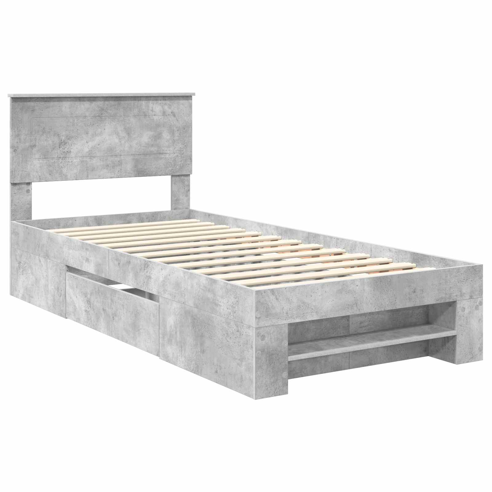 Σκελετός Κρεβατιού με κεφαλάρι Σκυρόδεμα Γκρι 80 x 200 cm