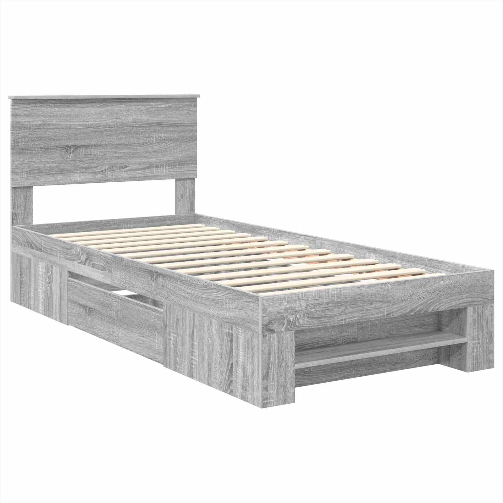 Σκελετός Κρεβατιού Γκρίζο Σονομα 80 x 200 cm Επεξεργασμένο ξύλο