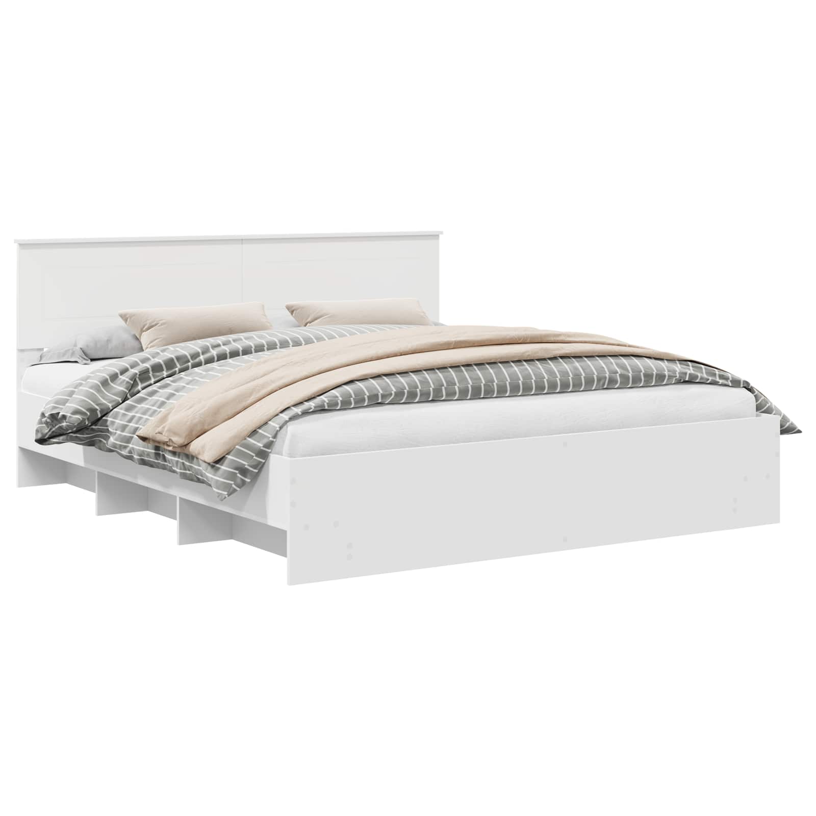 Σκελετός Κρεβατιού Λευκό 200 x 200 cm Επεξεργασμένο ξύλο