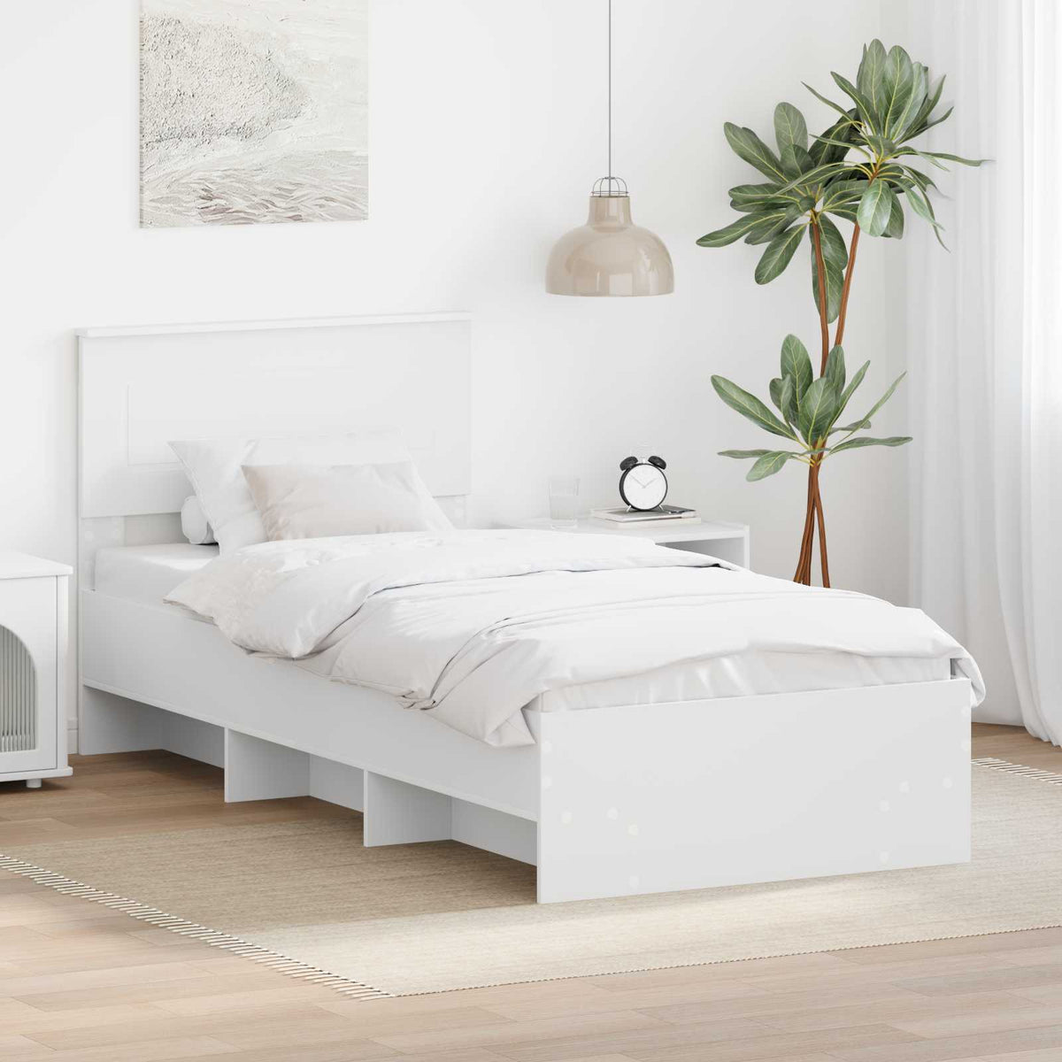 Σκελετός Κρεβατιού Λευκό 90 x 190 cm Επεξεργασμένο Ξύλο