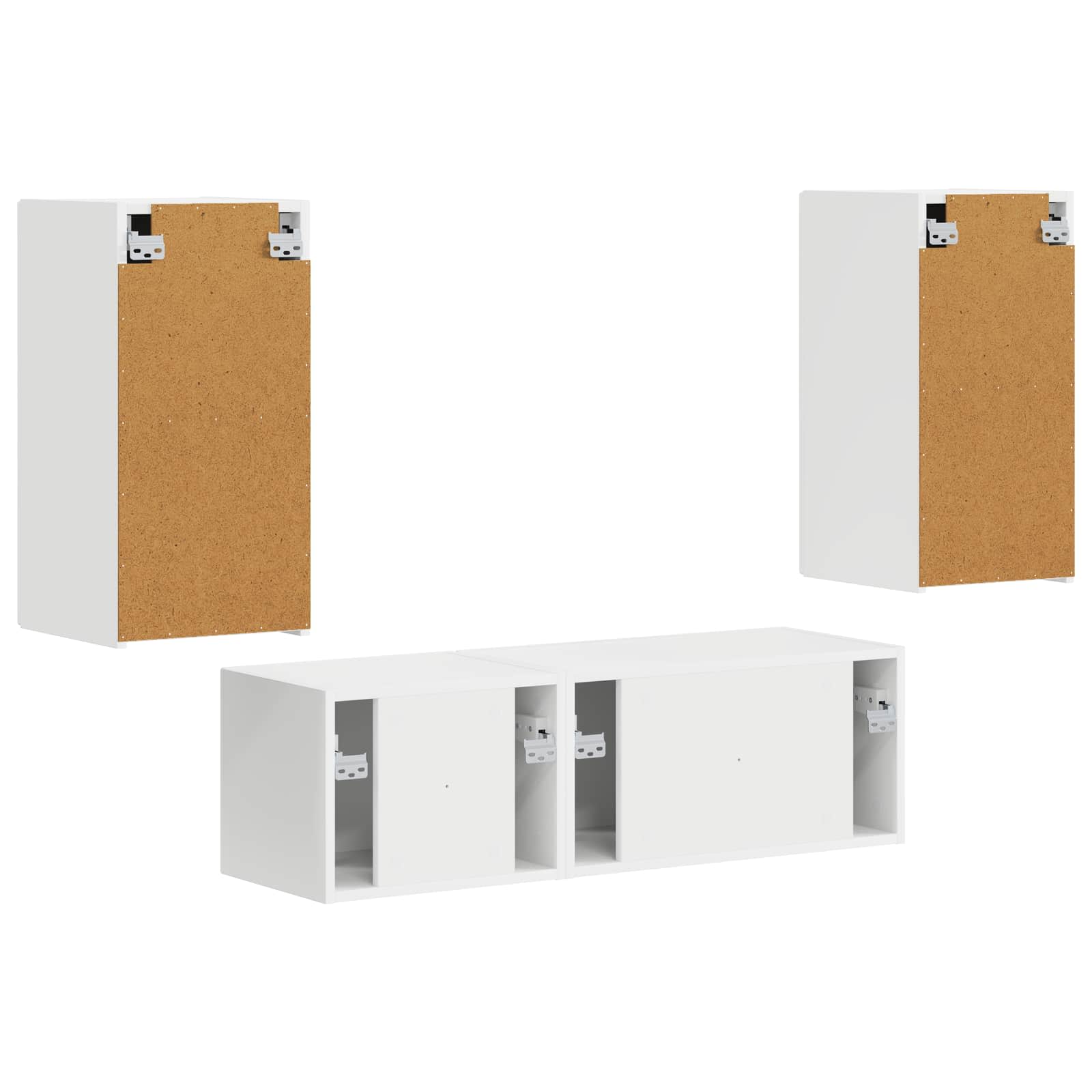 Σετ τοίχου για τηλεόραση 4 pcs Λευκό Επεξεργασμένο ξύλο