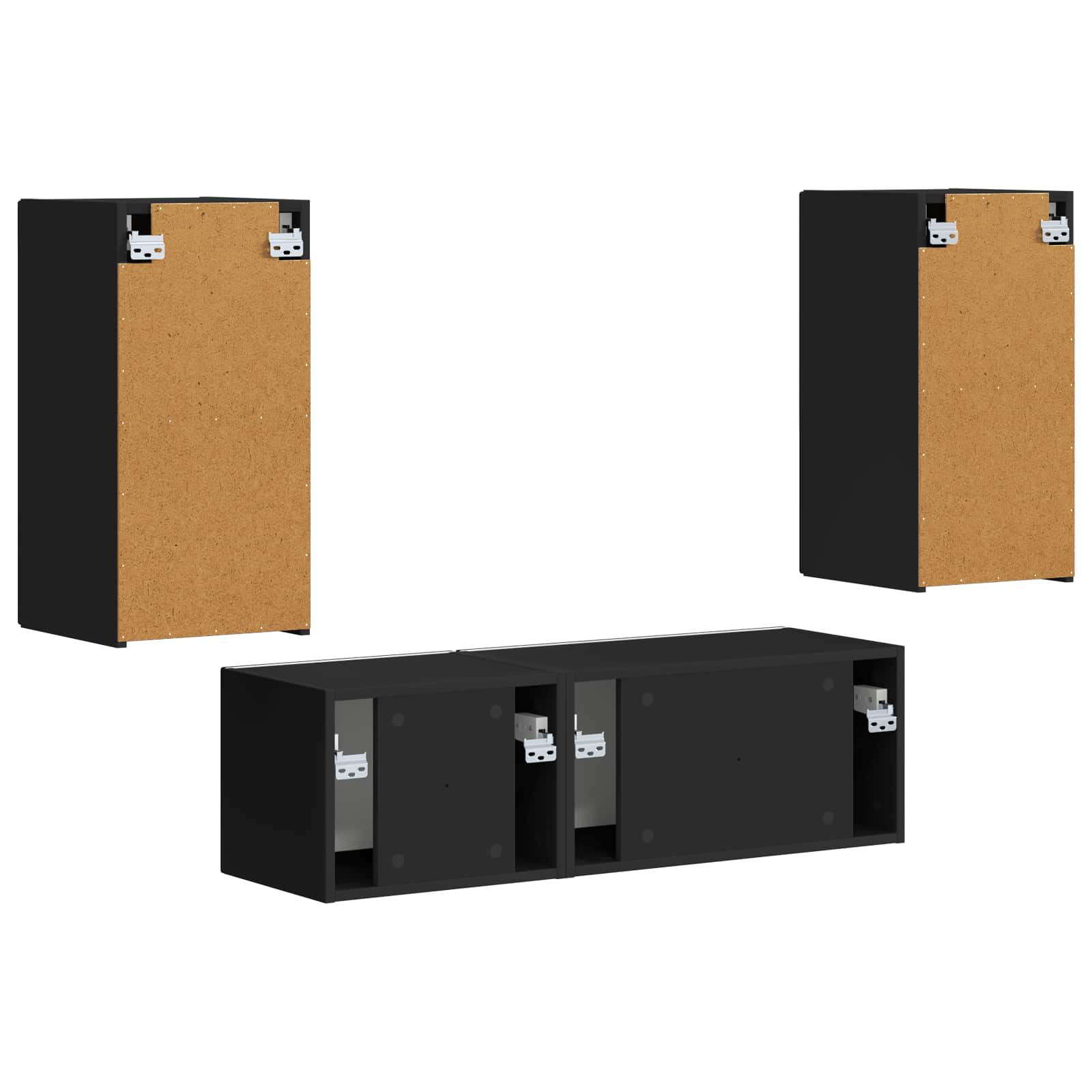 Σετ τοίχου για τηλεόραση 4 pcs Μαύρο Επεξεργασμένο ξύλο