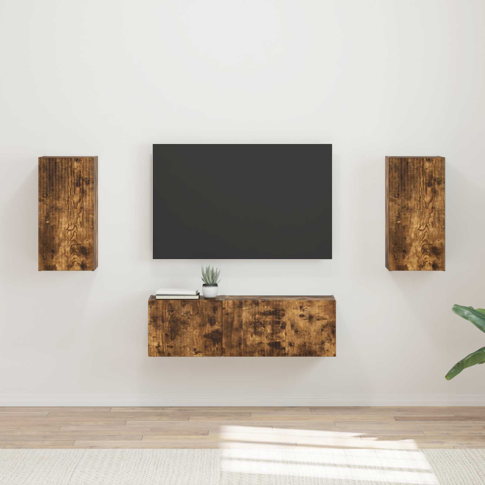 Σετ τοίχου για τηλεόραση 4 pcs Καπνιστό Δρύς Επεξεργασμένο ξύλο