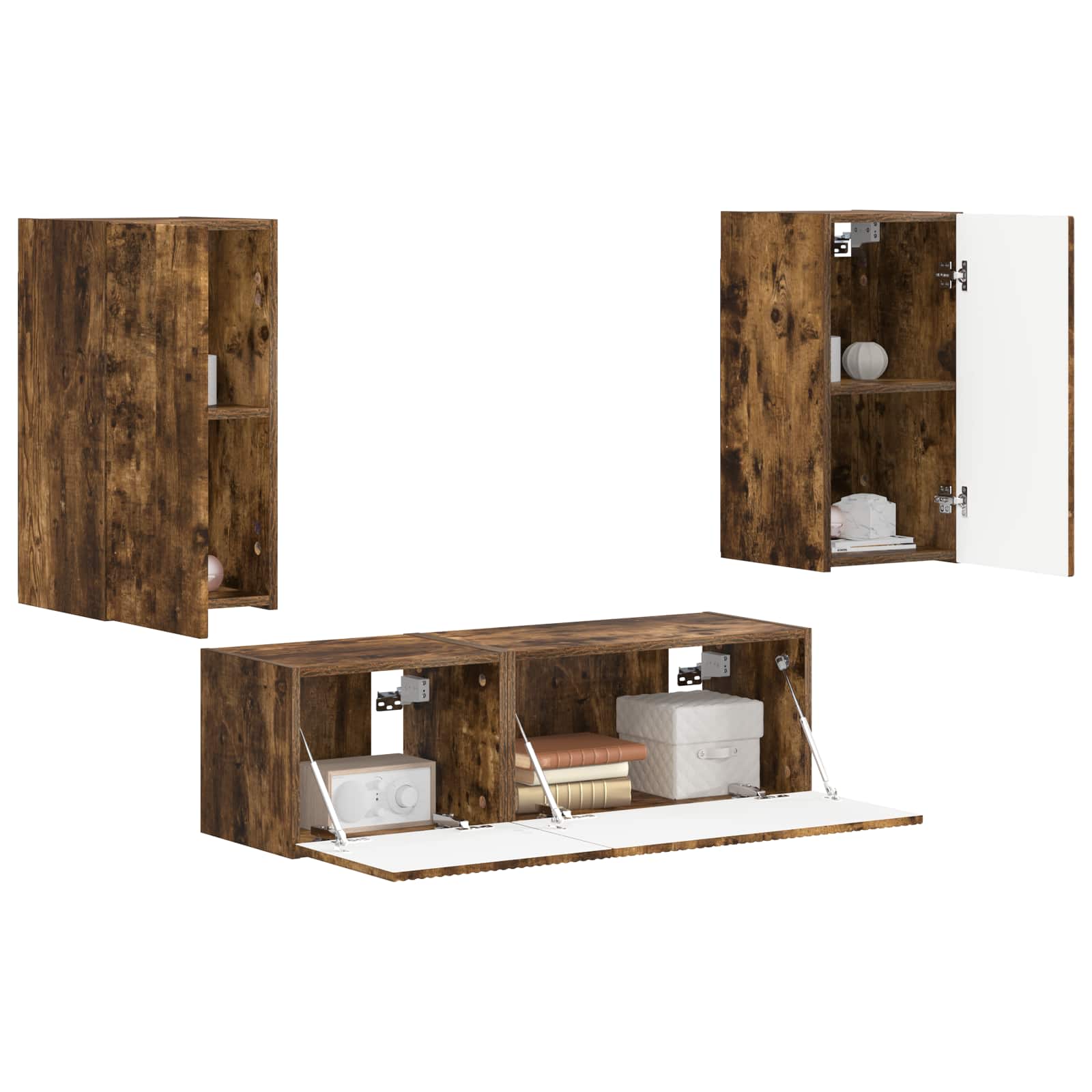 Σετ τοίχου για τηλεόραση 4 pcs Καπνιστό Δρύς Επεξεργασμένο ξύλο