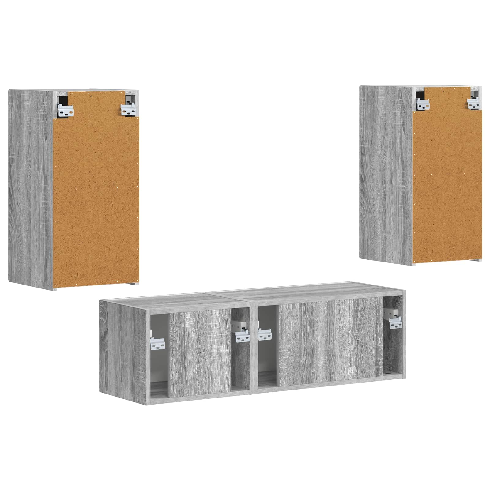 Σετ τοίχου για τηλεόραση 4 pcs Γκρίζο Σονομα Επεξεργασμένο ξύλο