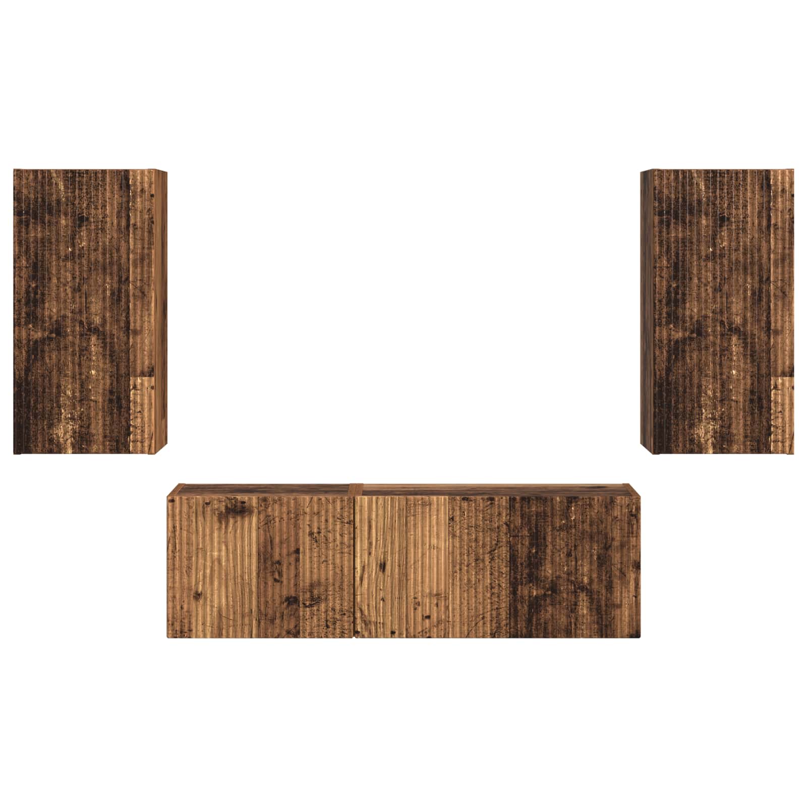 Σετ τοίχου για τηλεόραση 4 pcs Παλιό ξύλο Επεξεργασμένο ξύλο