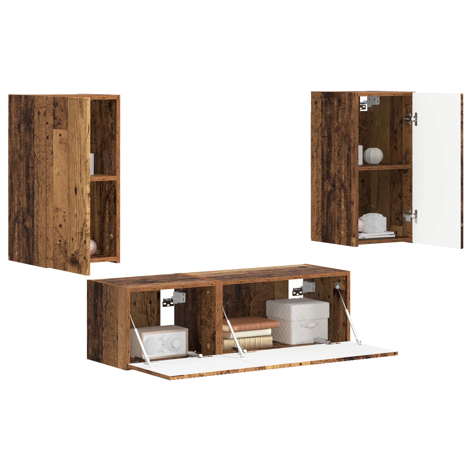 Σετ τοίχου για τηλεόραση 4 pcs Παλιό ξύλο Επεξεργασμένο ξύλο