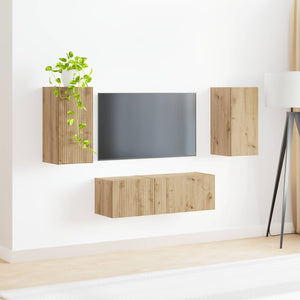 Σετ τοίχου για τηλεόραση 4 pcs Artisan Oak Επεξεργασμένο ξύλο - Pakobazaar