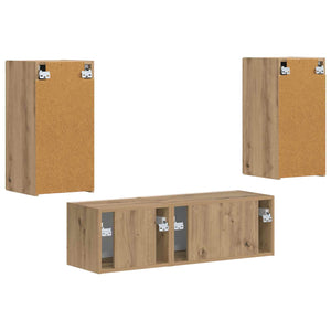 Σετ τοίχου για τηλεόραση 4 pcs Artisan Oak Επεξεργασμένο ξύλο - Pakobazaar