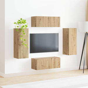 Σετ τοίχου για τηλεόραση 4 τμχ. Artisan Oak Επεξεργασμένο Ξύλο