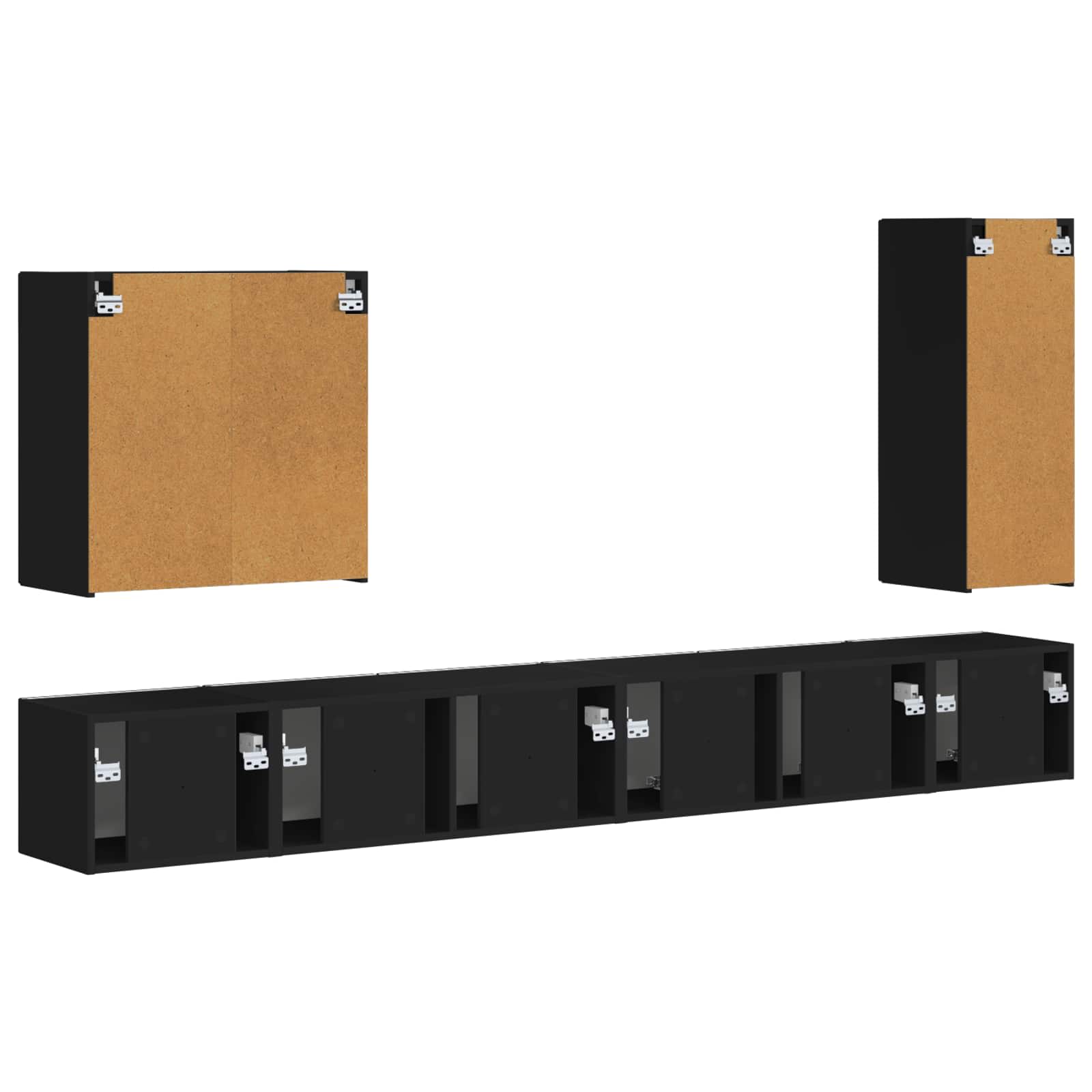 Σετ τοίχου για τηλεόραση Επιτοίχιο 6 pcs Μαύρο