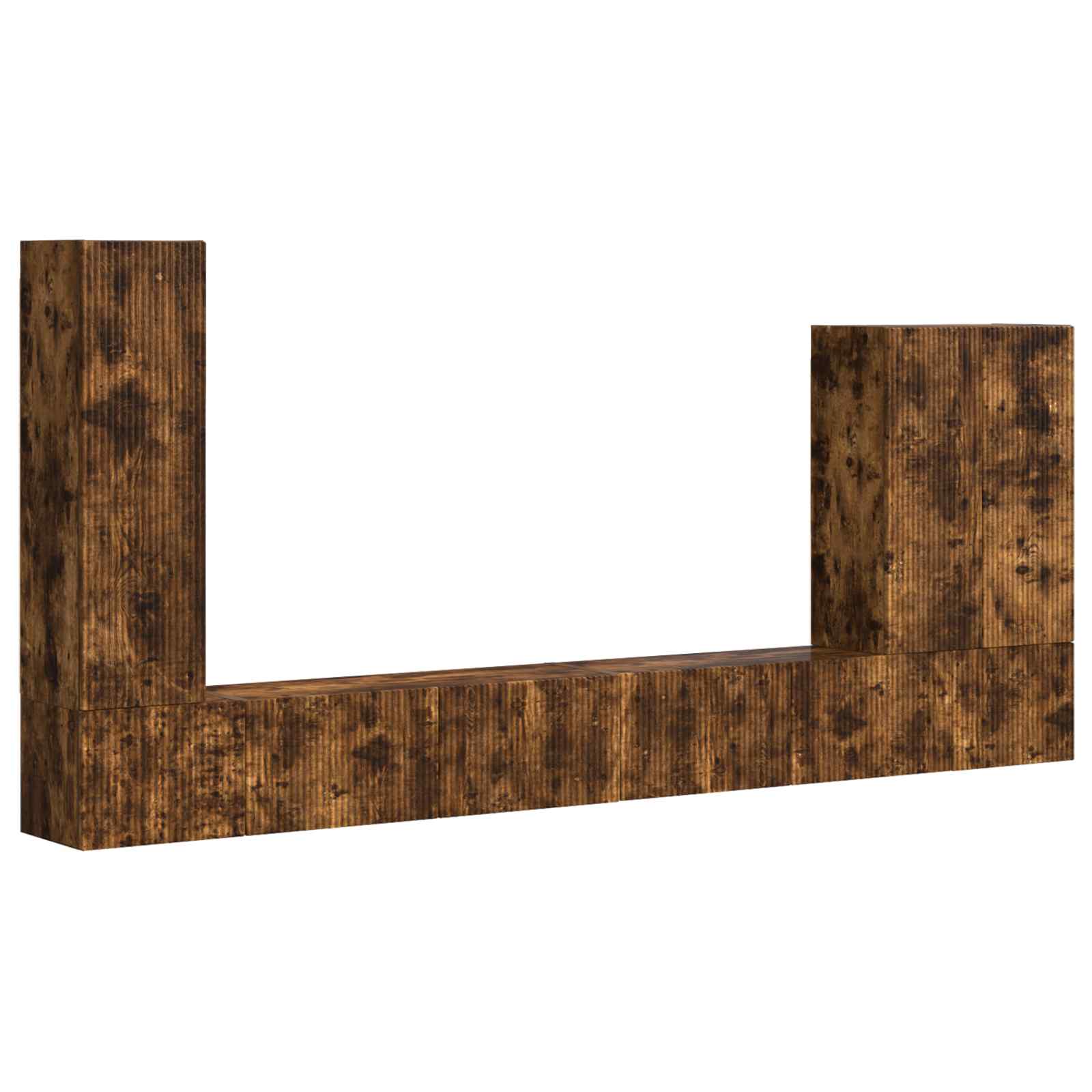 Σετ τοίχου για τηλεόραση Επιτοίχιο 6 pcs Καπνιστό Δρύς