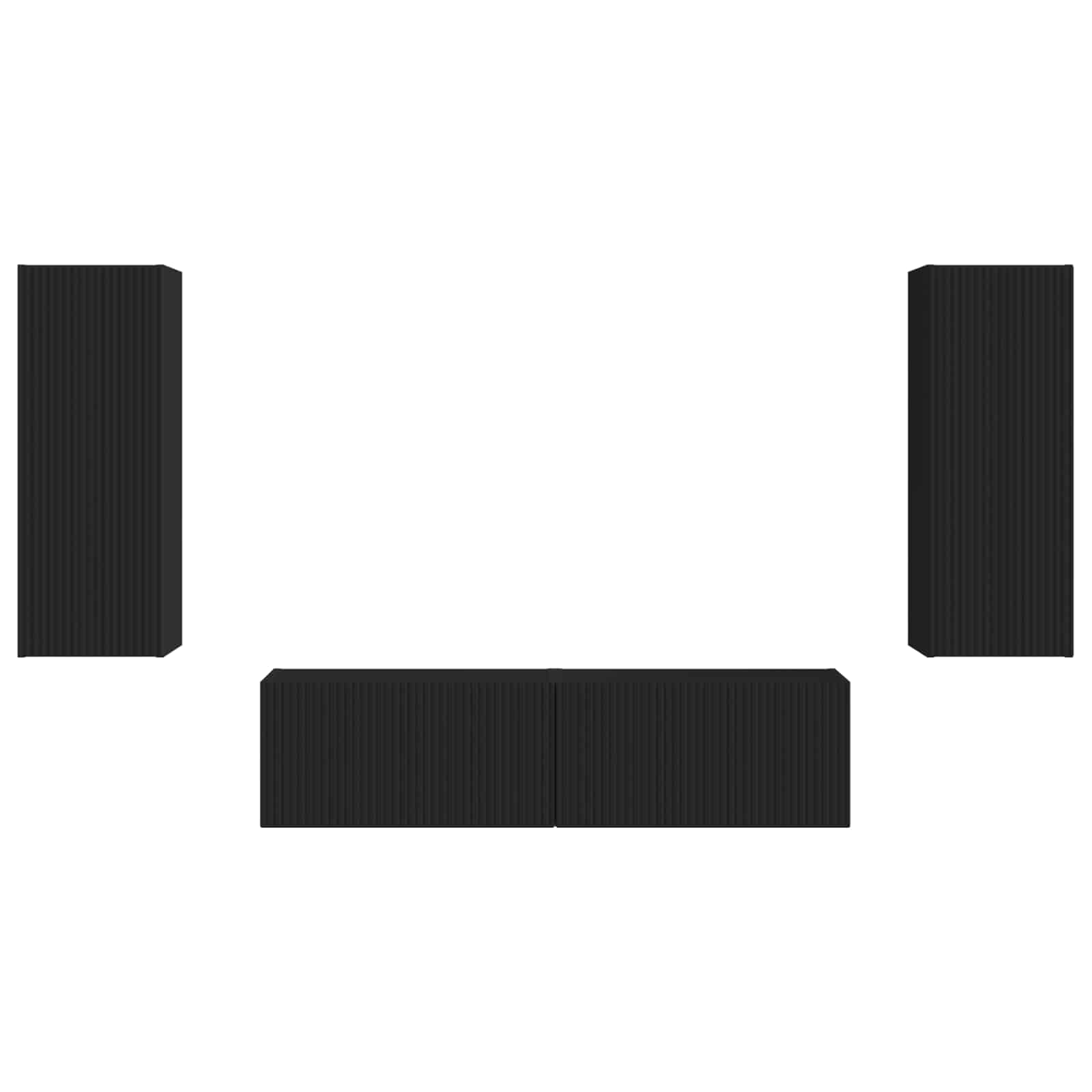 Σετ επίπλου τηλεόρασης Επιτοίχιο 2 pcs Μαύρο Επεξεργασμένο ξύλο