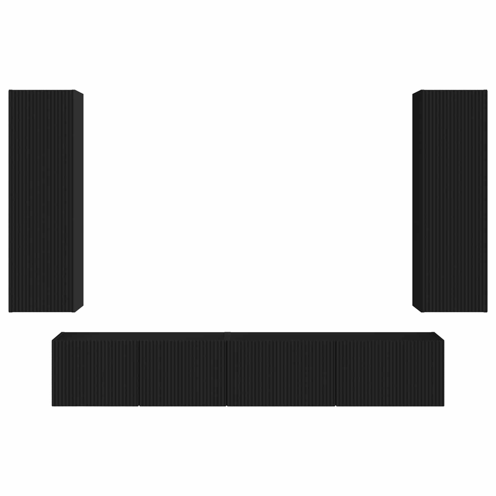 Σετ επίπλου τηλεόρασης Επιτοίχιο 3 pcs Μαύρο Επεξεργασμένο ξύλο