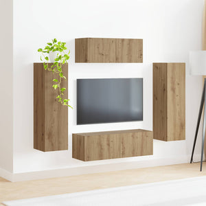 Σετ επίπλου τηλεόρασης 3 pcs Artisan Oak Επεξεργασμένο ξύλο - Pakobazaar