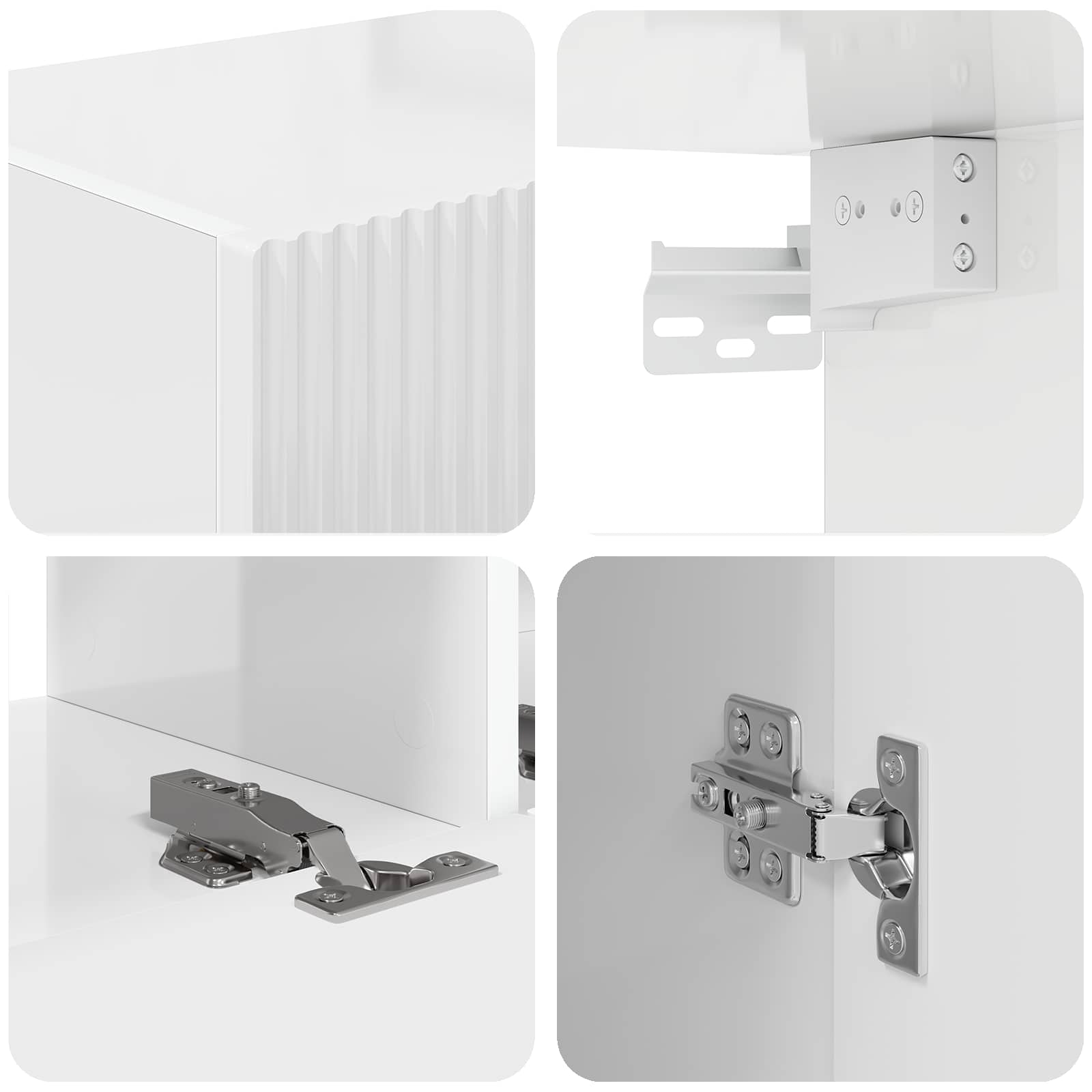 Σετ επίπλου τηλεόρασης Επιτοίχιο 3 pcs Υψηλής γυαλάδας λευκό