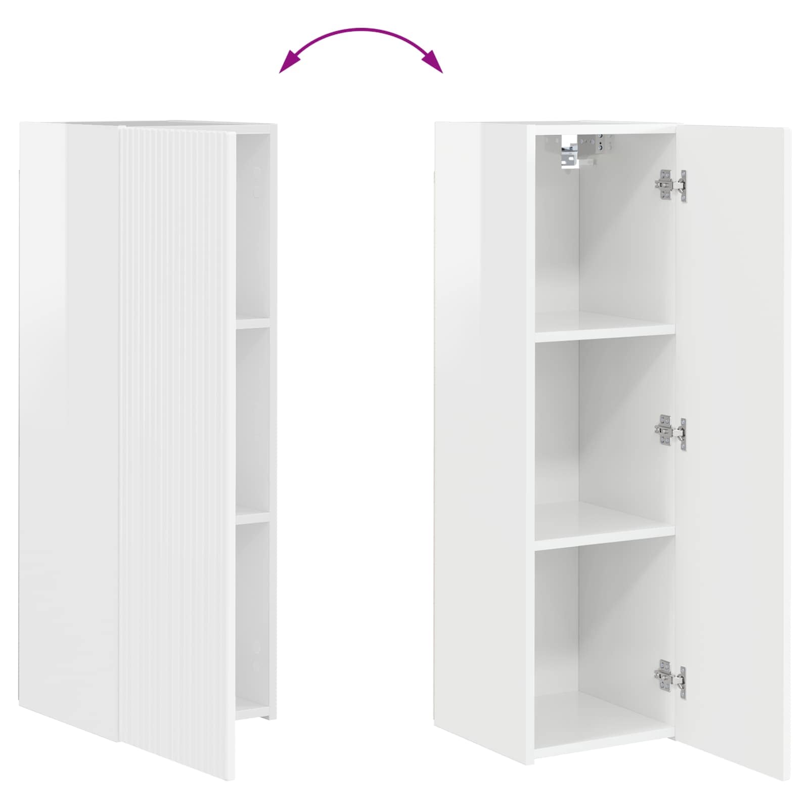 Σετ επίπλου τηλεόρασης Επιτοίχιο 3 pcs Υψηλής γυαλάδας λευκό