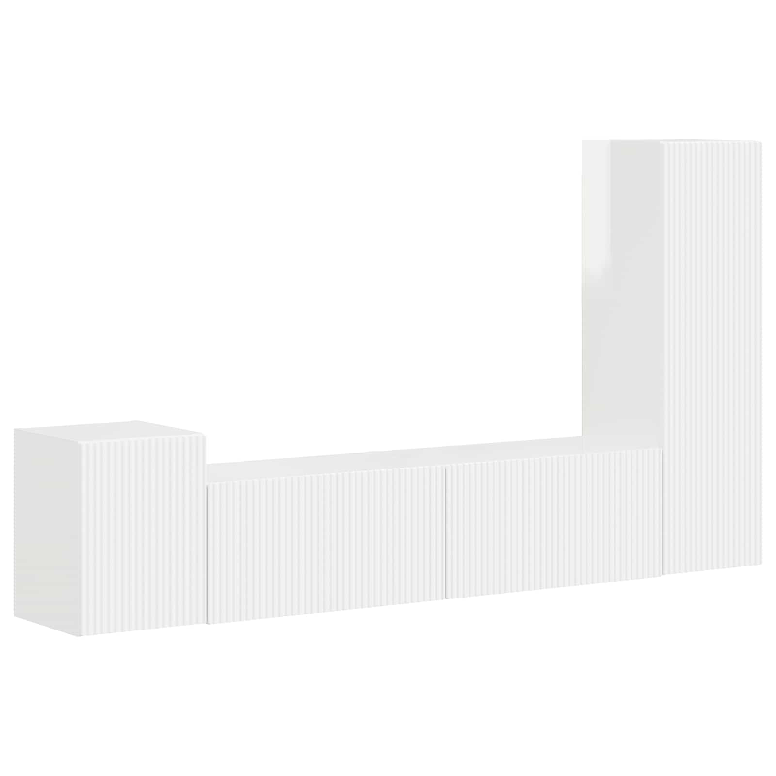 Σετ επίπλου τηλεόρασης Επιτοίχιο 4 pcs Υψηλής γυαλάδας λευκό