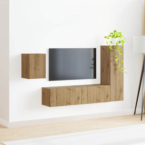 Σετ επίπλου τηλεόρασης 4 τμχ. Artisan Oak Επεξεργασμένο Ξύλο